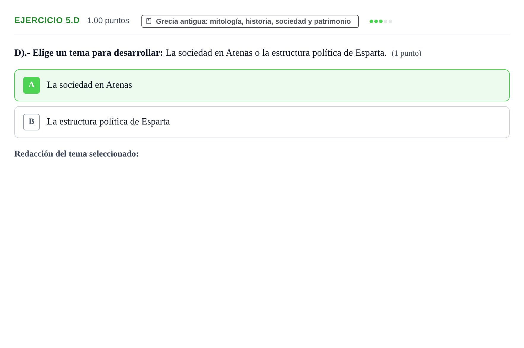 Enunciado: Ejercicio 5.D · Griego II PAU Castilla-La Mancha Extraordinaria 2024