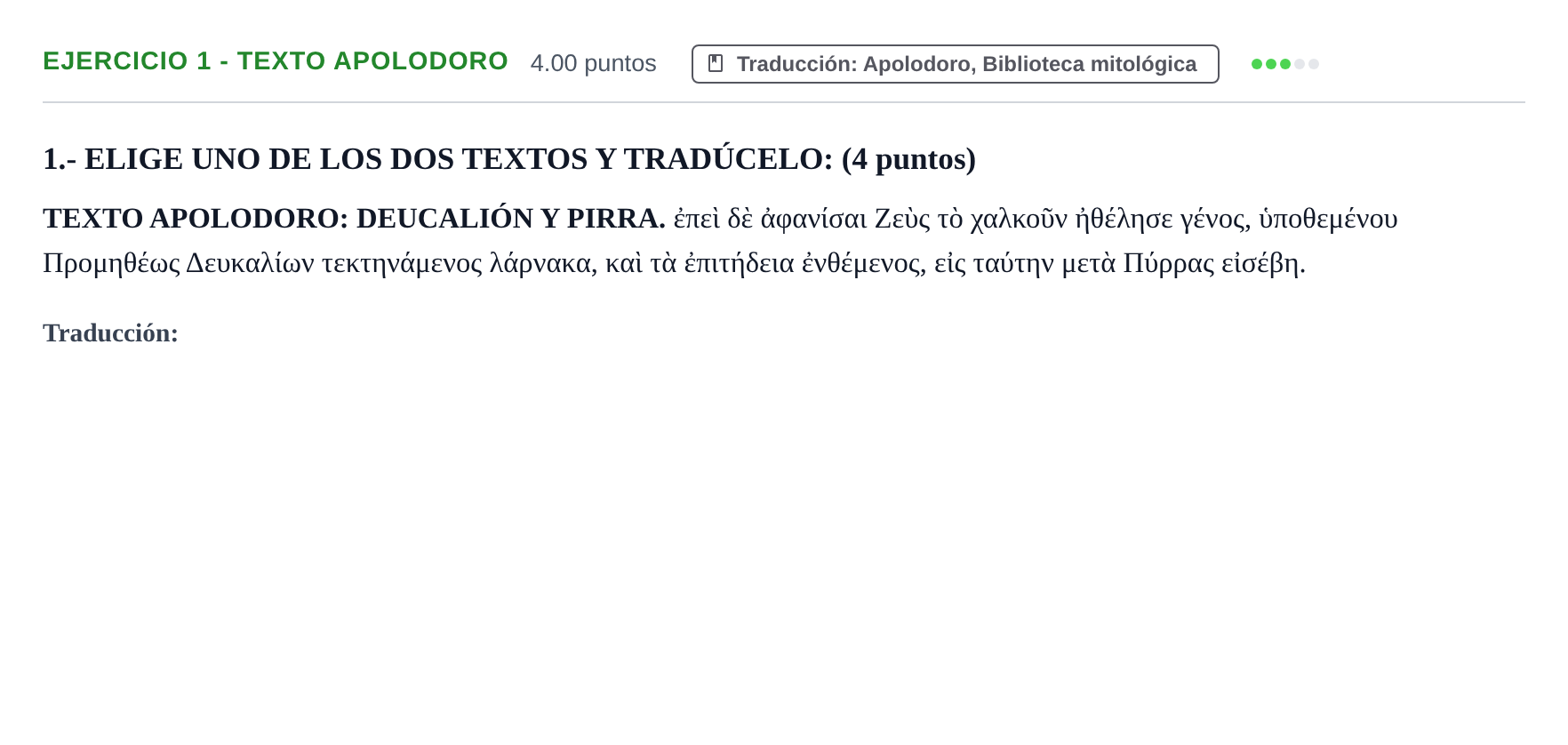 Enunciado: Ejercicio 1 - Texto Apolodoro · Griego II PAU Castilla-La Mancha Ordinaria 2024