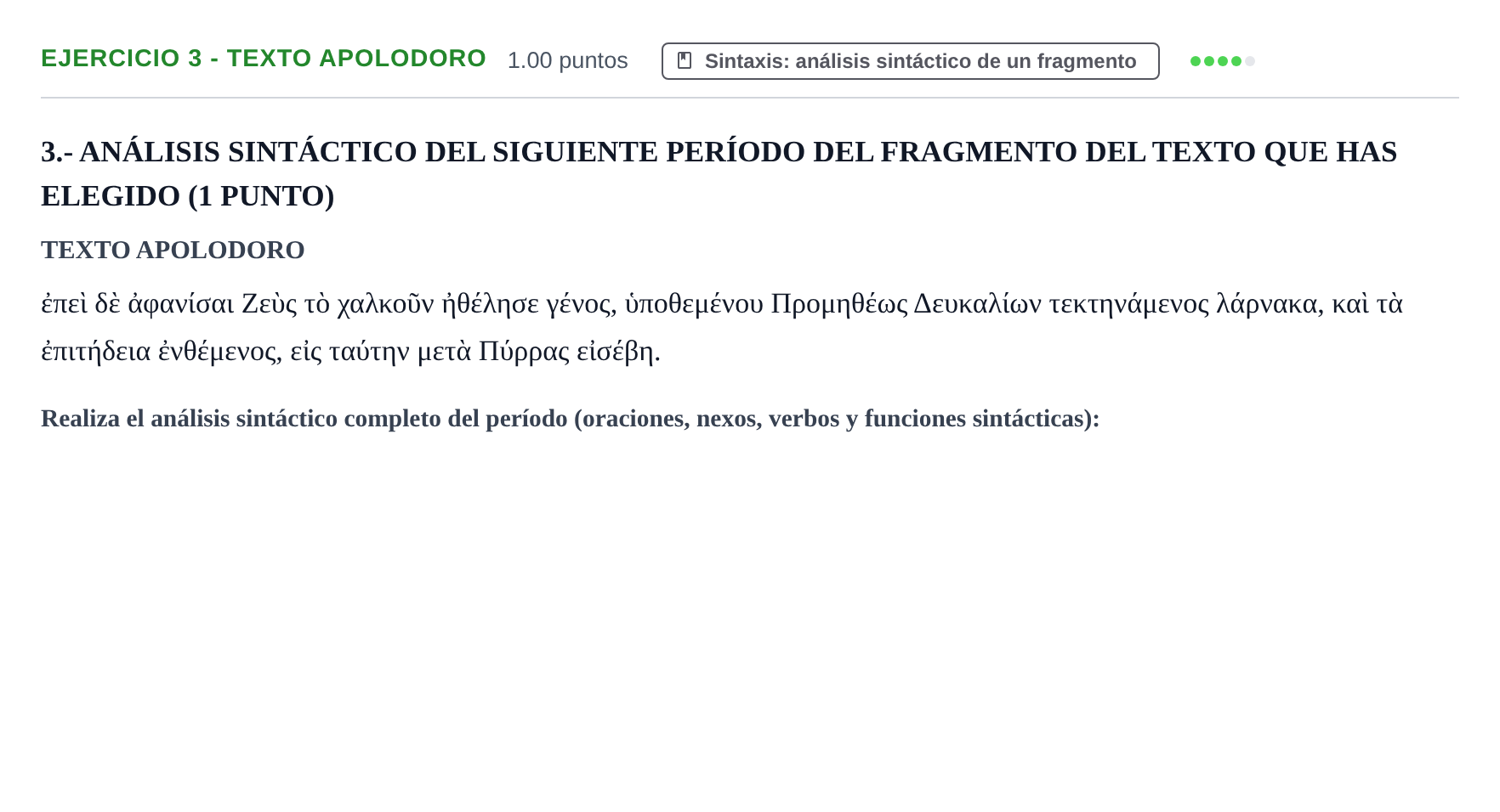 Enunciado: Ejercicio 3 - Texto Apolodoro · Griego II PAU Castilla-La Mancha Ordinaria 2024