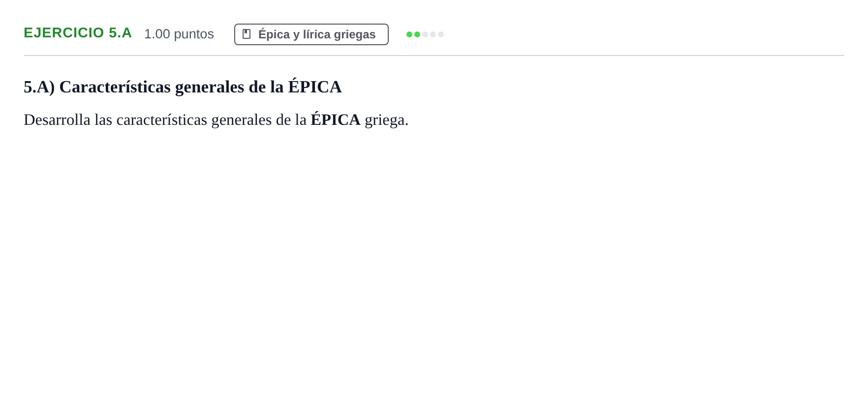 Enunciado: Ejercicio 5.A - Épica · Griego II PAU Castilla-La Mancha Ordinaria 2024