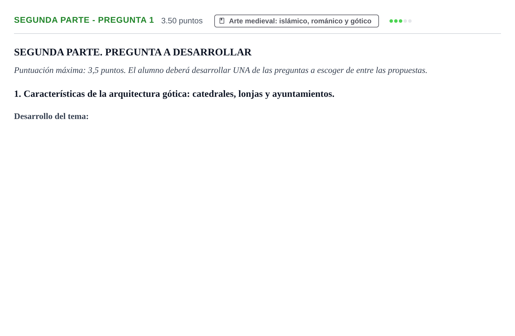 Enunciado: Ejercicio Segunda Parte - Pregunta 1 · Historia del Arte PAU Castilla-La Mancha Extraordinaria 2024
