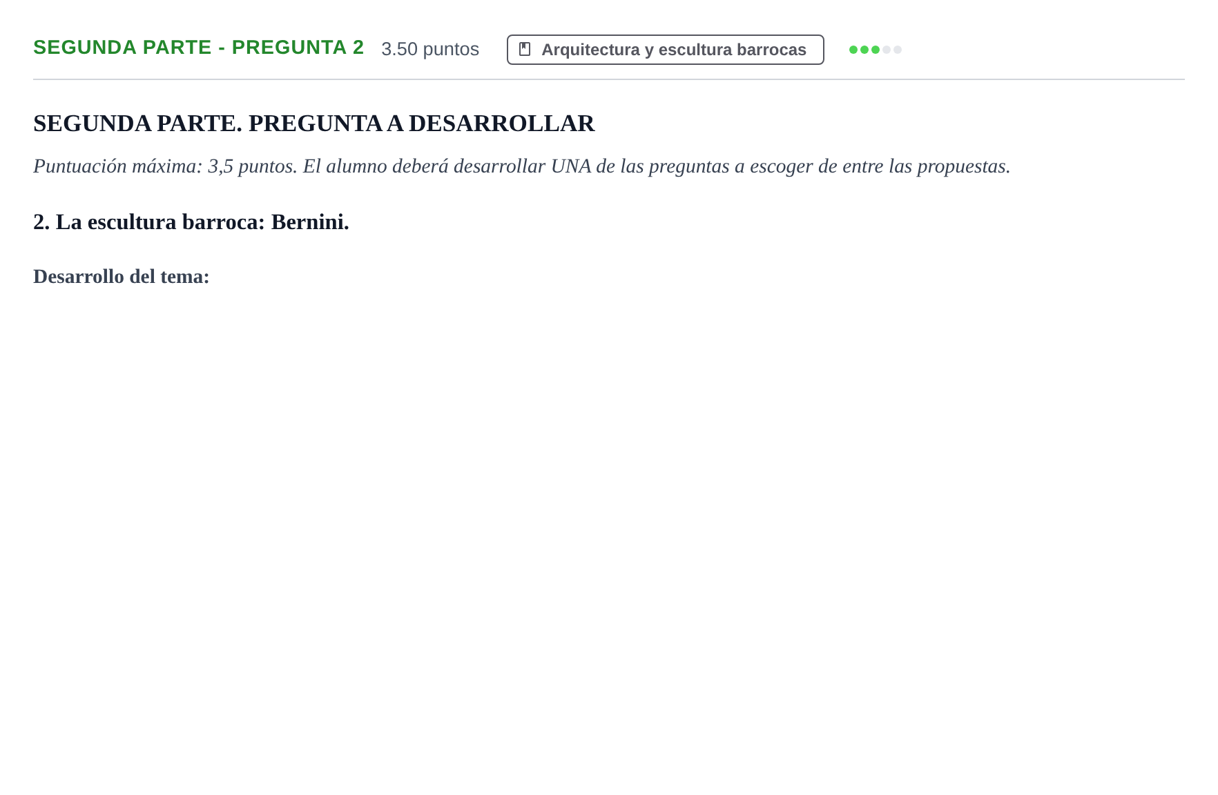 Enunciado: Ejercicio Segunda Parte - Pregunta 2 · Historia del Arte PAU Castilla-La Mancha Extraordinaria 2024
