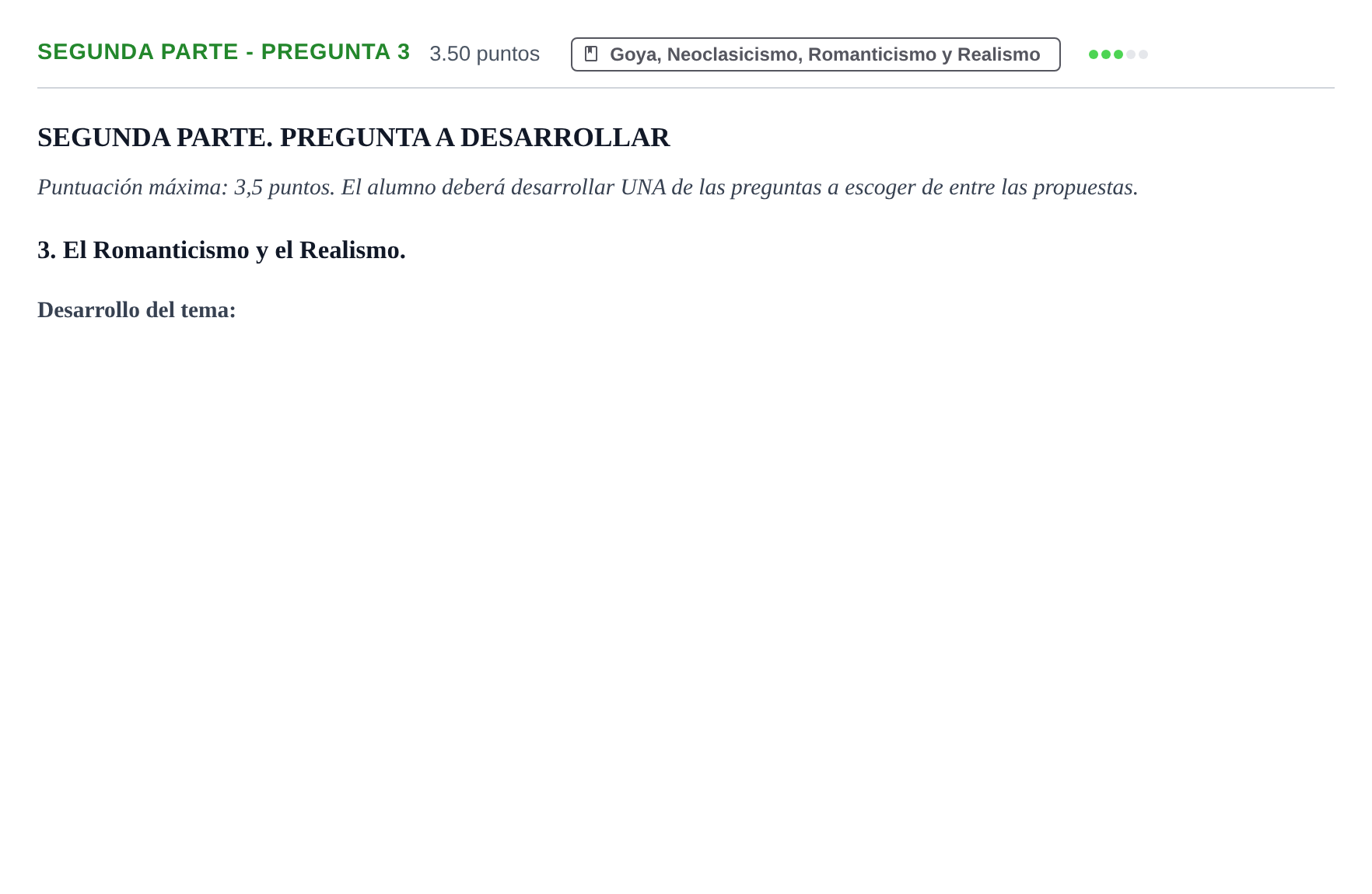 Enunciado: Ejercicio Segunda Parte - Pregunta 3 · Historia del Arte PAU Castilla-La Mancha Extraordinaria 2024