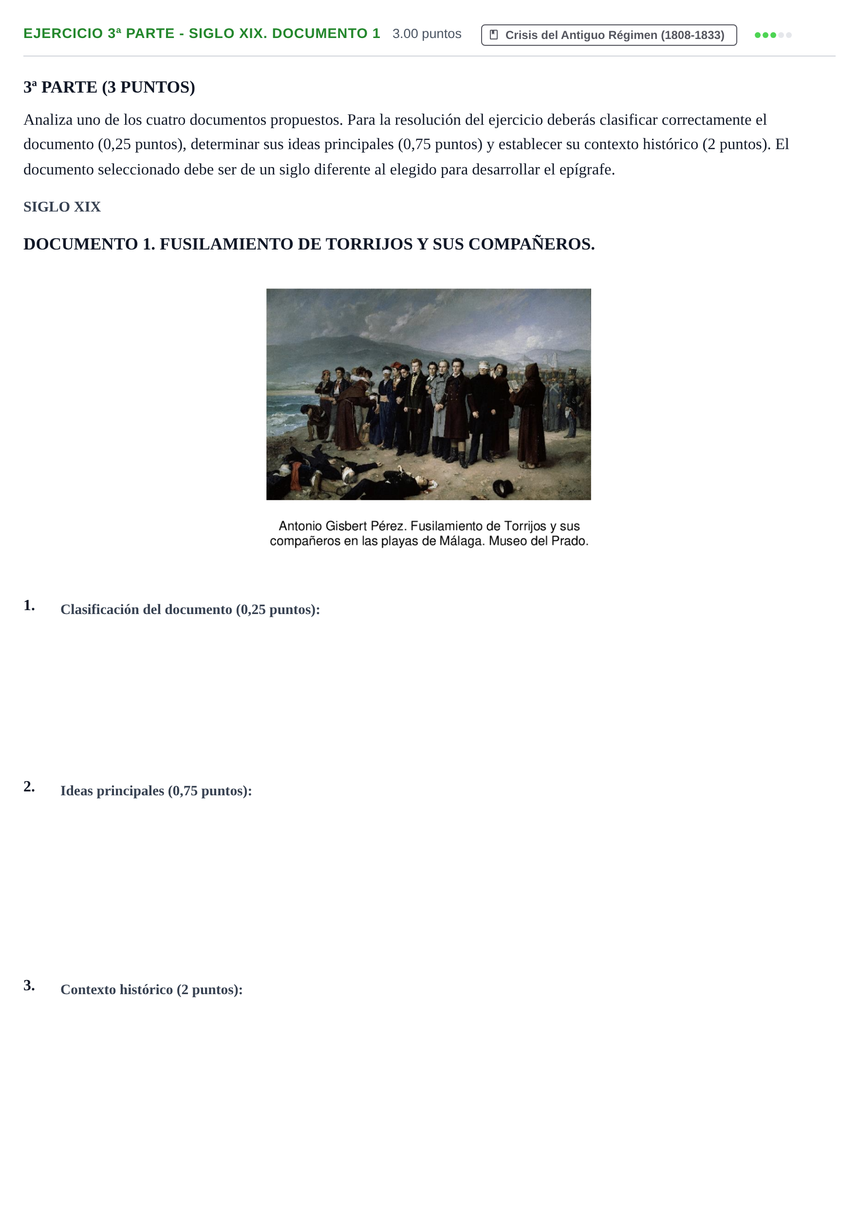 Enunciado: Ejercicio 3ª Parte - Siglo XIX. Documento 1 · Historia de España PAU Castilla-La Mancha Extraordinaria 2024