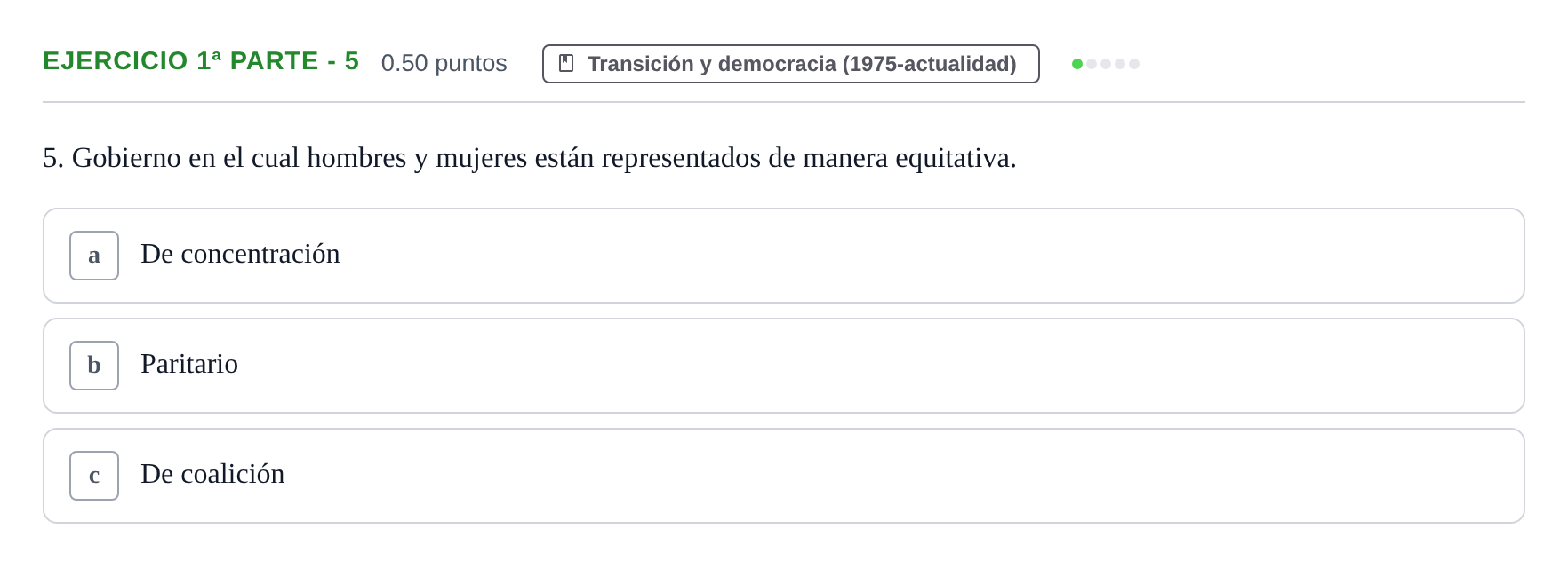 Enunciado: Ejercicio 1ª Parte - 5 · Historia de España PAU Castilla-La Mancha Ordinaria 2024