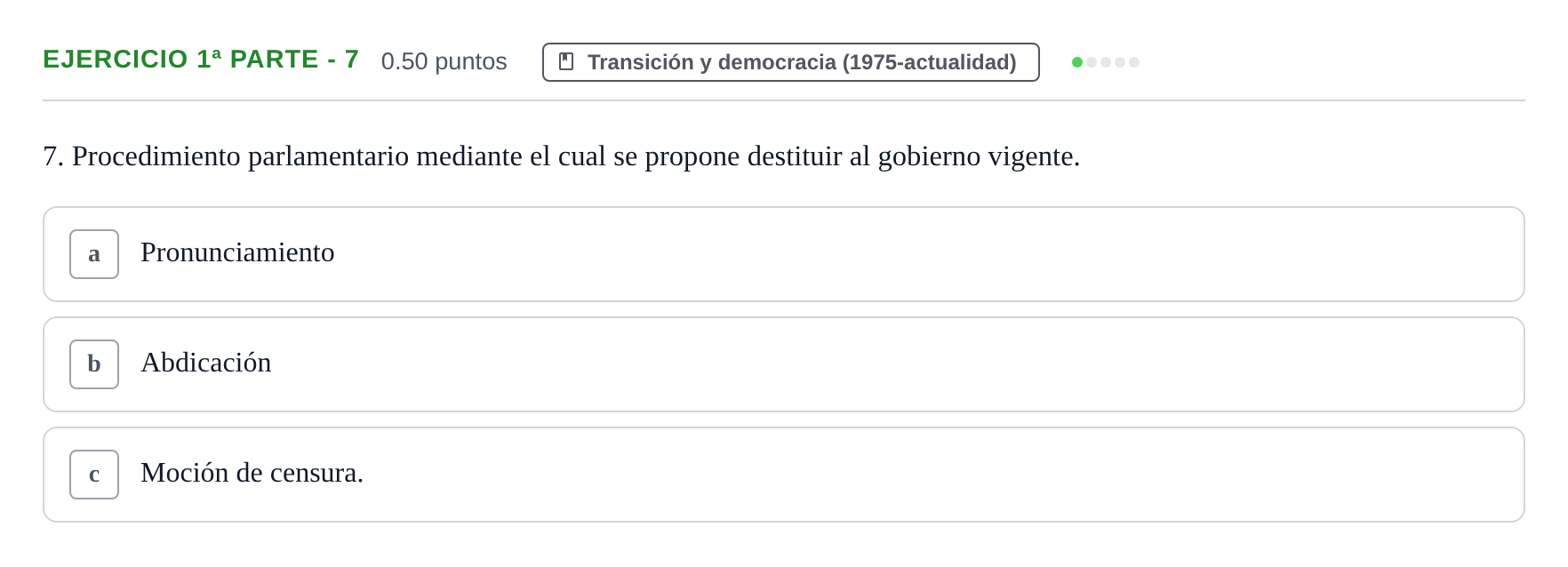 Enunciado: Ejercicio 1ª Parte - 7 · Historia de España PAU Castilla-La Mancha Ordinaria 2024