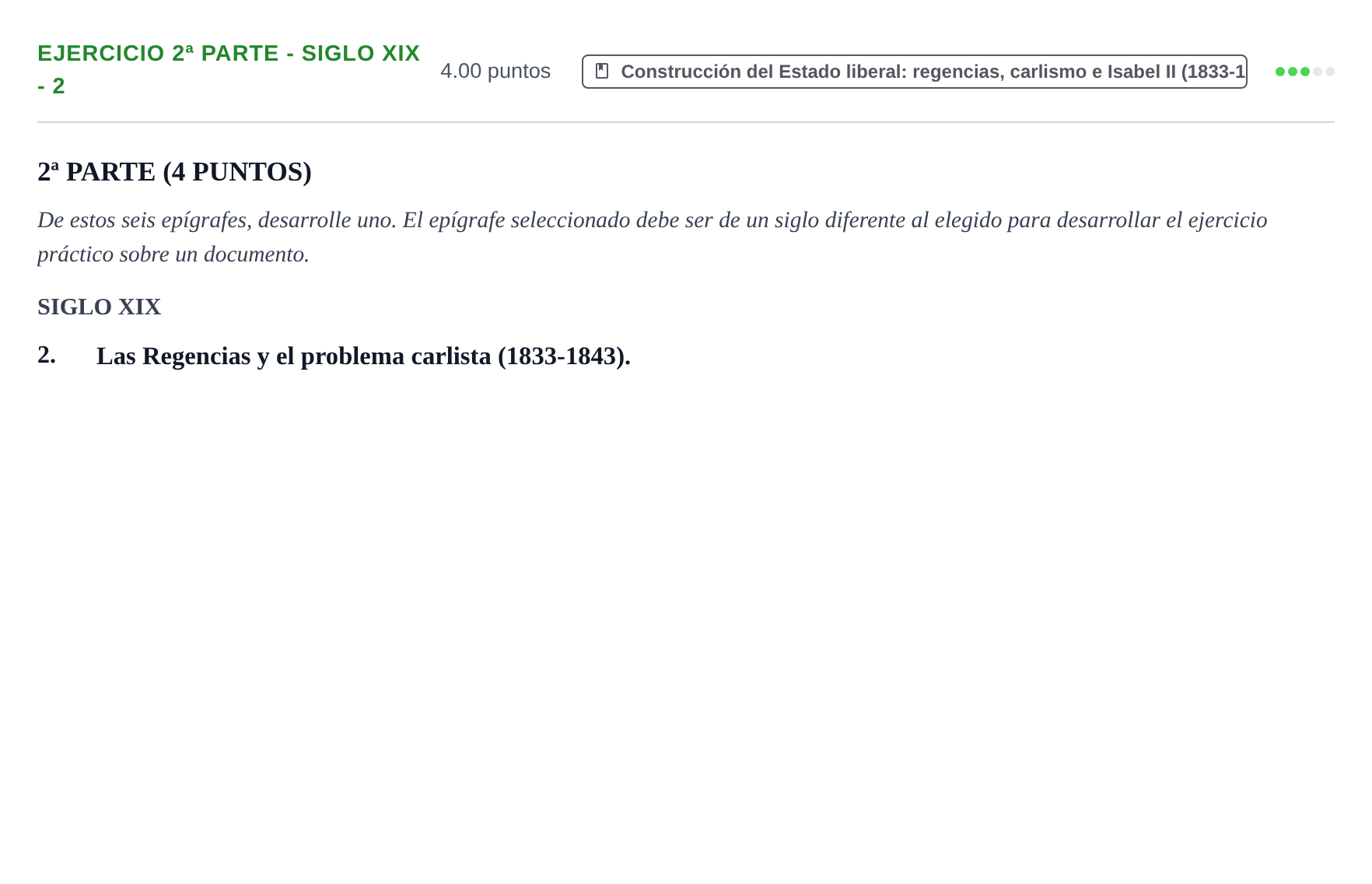 Enunciado: Ejercicio 2ª Parte - Siglo XIX - 2 · Historia de España PAU Castilla-La Mancha Ordinaria 2024