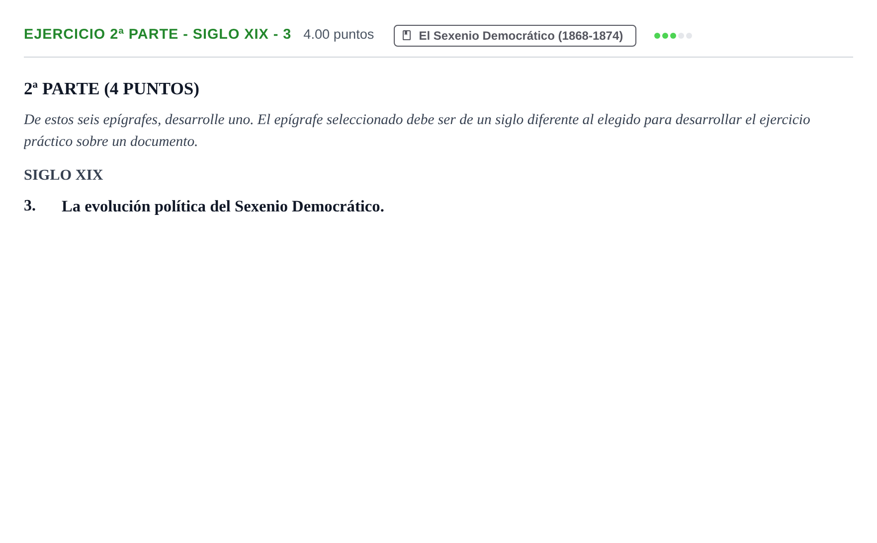 Enunciado: Ejercicio 2ª Parte - Siglo XIX - 3 · Historia de España PAU Castilla-La Mancha Ordinaria 2024