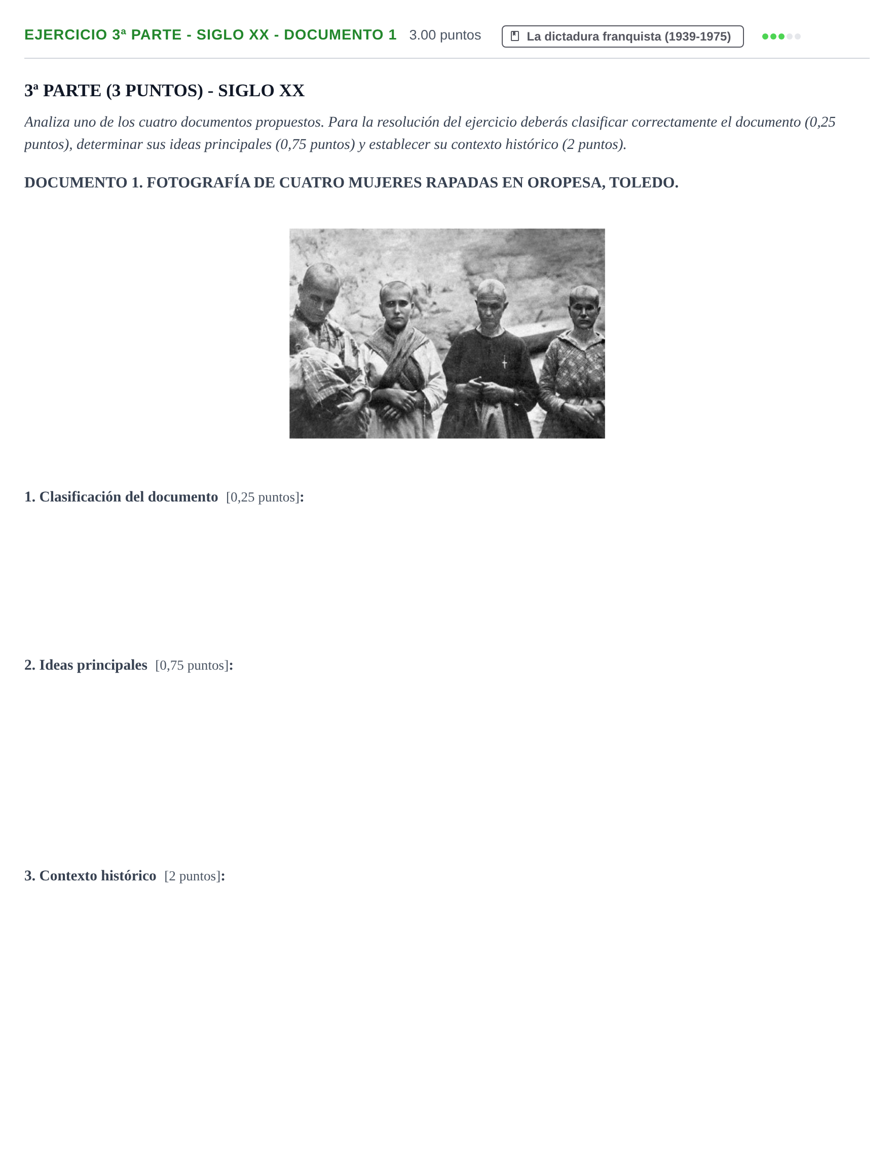 Enunciado: Ejercicio 3ª Parte - Siglo XX - Documento 1 · Historia de España PAU Castilla-La Mancha Ordinaria 2024