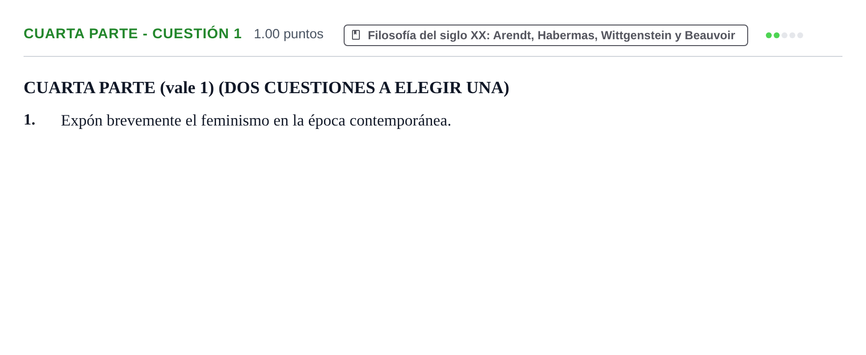Enunciado: Ejercicio Cuarta parte - Cuestión 1 · Historia de la Filosofía PAU Castilla-La Mancha Extraordinaria 2024