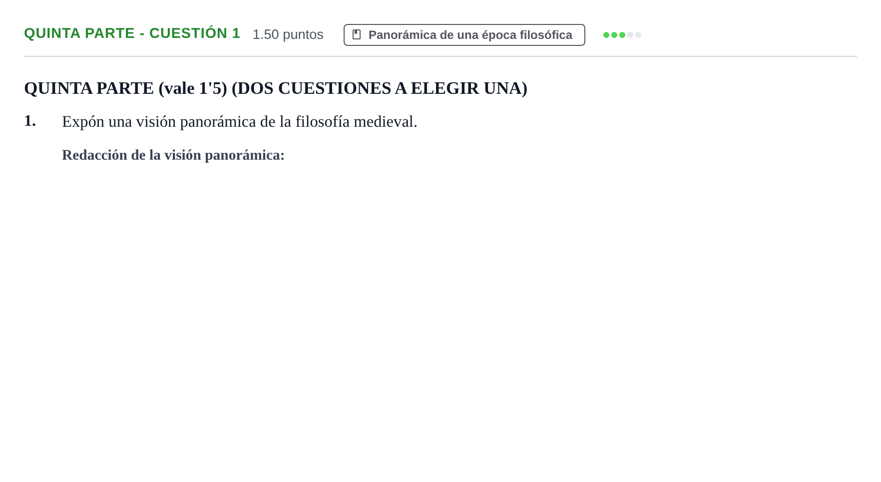 Enunciado: Ejercicio Quinta parte - Cuestión 1 · Historia de la Filosofía PAU Castilla-La Mancha Extraordinaria 2024