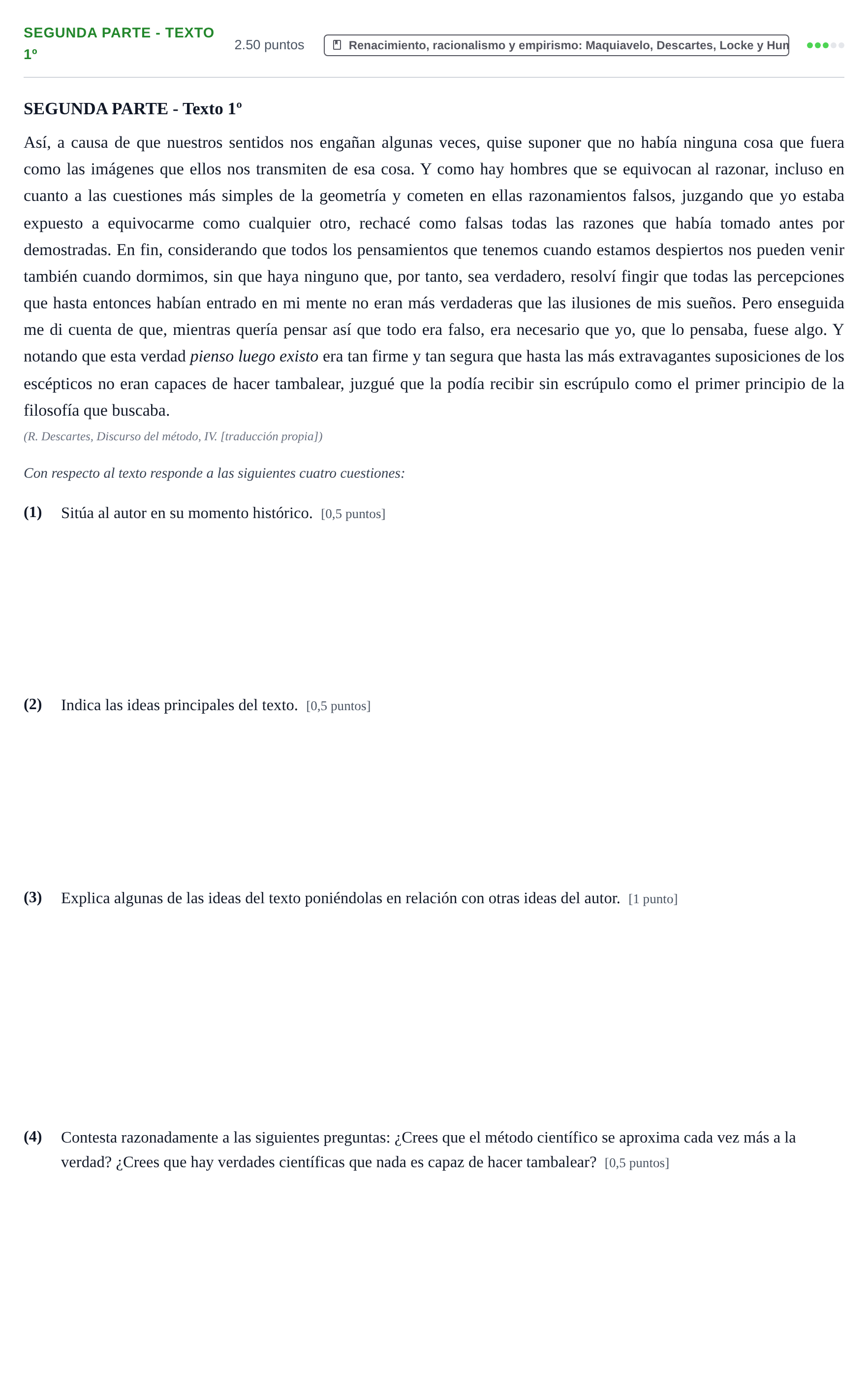 Enunciado: Ejercicio Segunda parte - Texto 1º · Historia de la Filosofía PAU Castilla-La Mancha Extraordinaria 2024