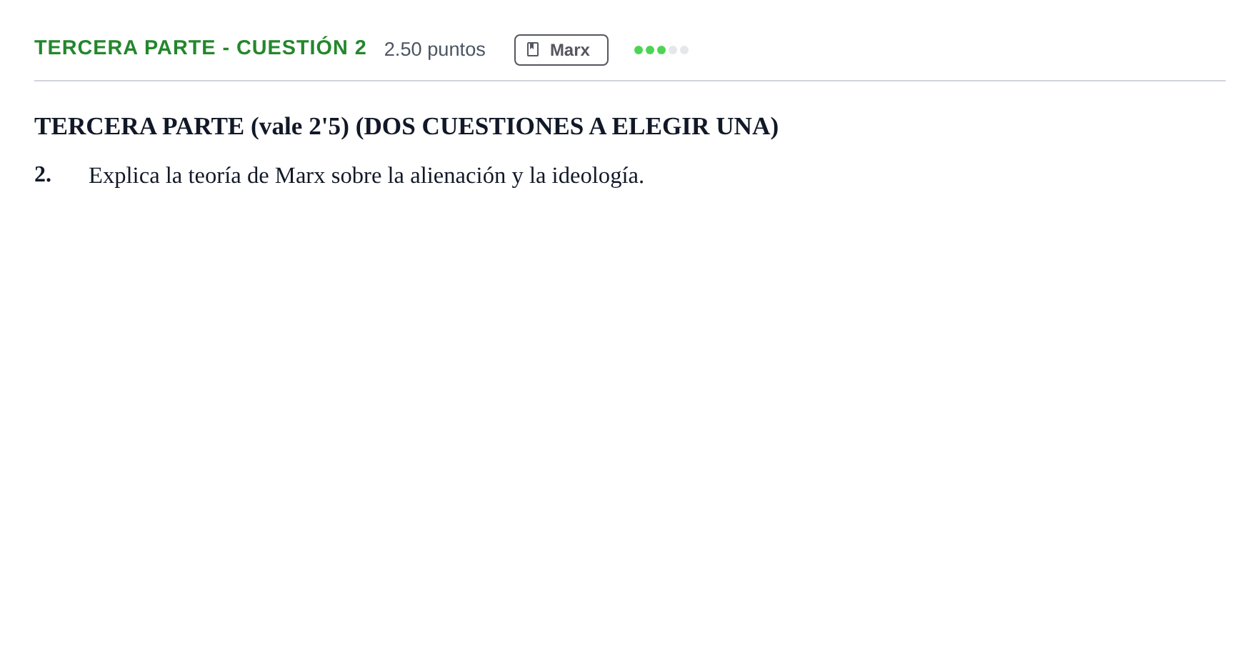 Enunciado: Ejercicio Tercera parte - Cuestión 2 · Historia de la Filosofía PAU Castilla-La Mancha Extraordinaria 2024
