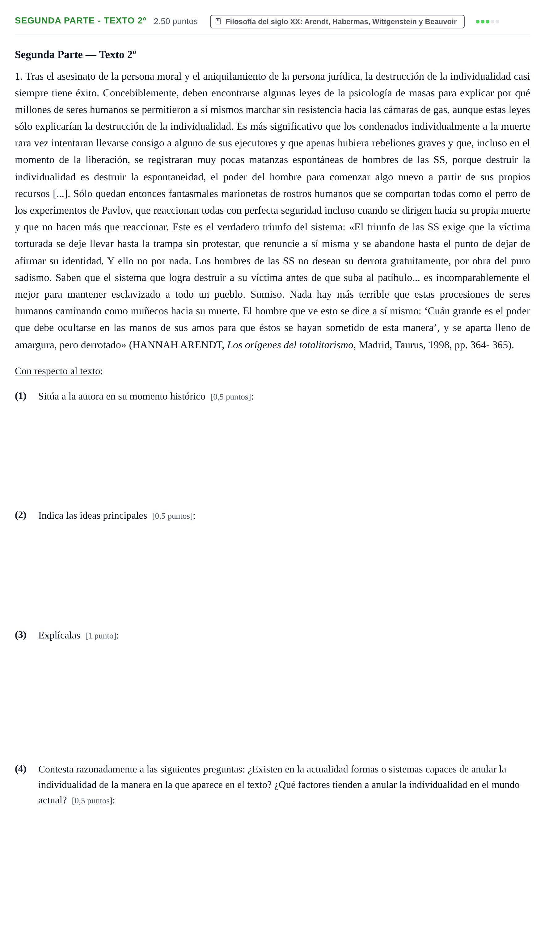 Enunciado: Ejercicio Segunda Parte - Texto 2º · Historia de la Filosofía PAU Castilla-La Mancha Ordinaria 2024