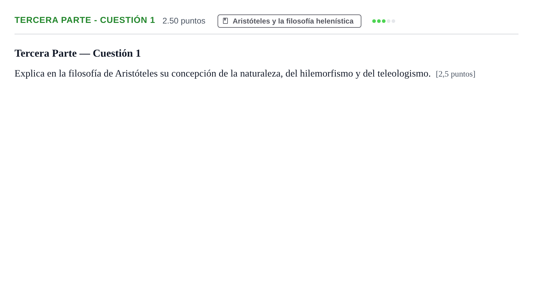 Enunciado: Ejercicio Tercera Parte - Cuestión 1 · Historia de la Filosofía PAU Castilla-La Mancha Ordinaria 2024