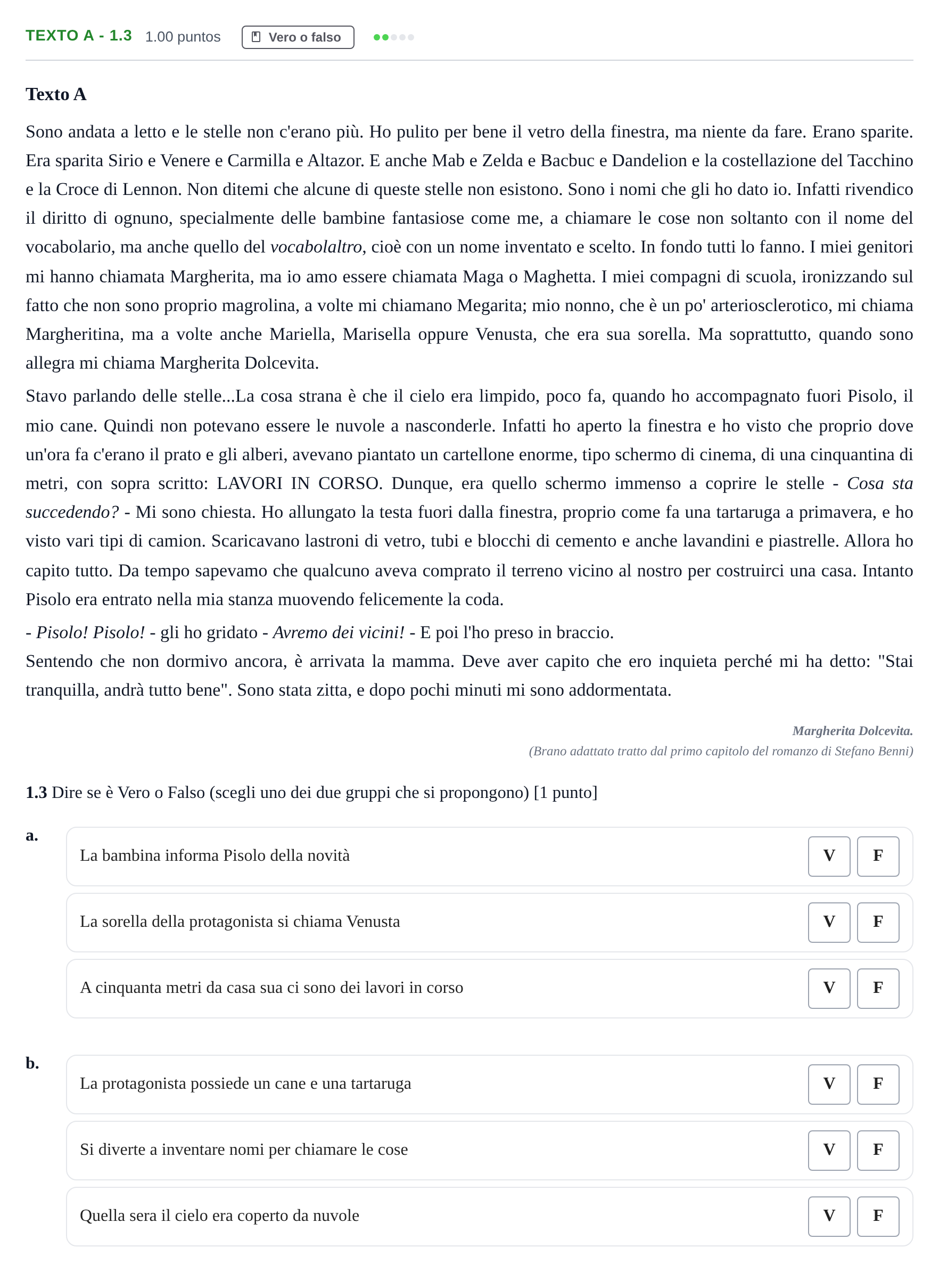 Enunciado: Ejercicio Texto A - 1.3 · Italiano PAU Castilla-La Mancha Extraordinaria 2024