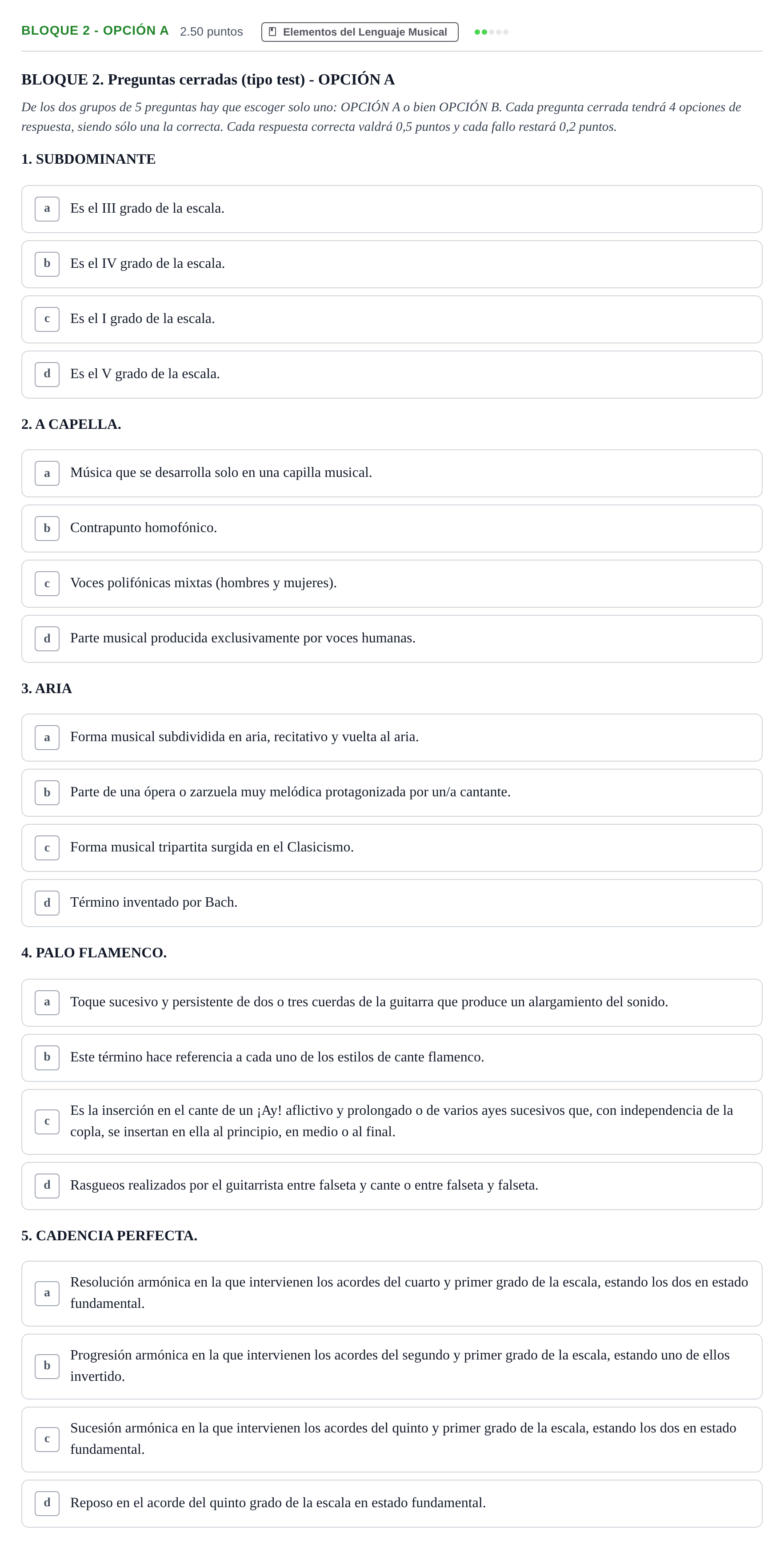 Enunciado: Bloque 2 - Opción A · Análisis Musical II PAU Andalucía Extraordinaria Suplente 1 2025
