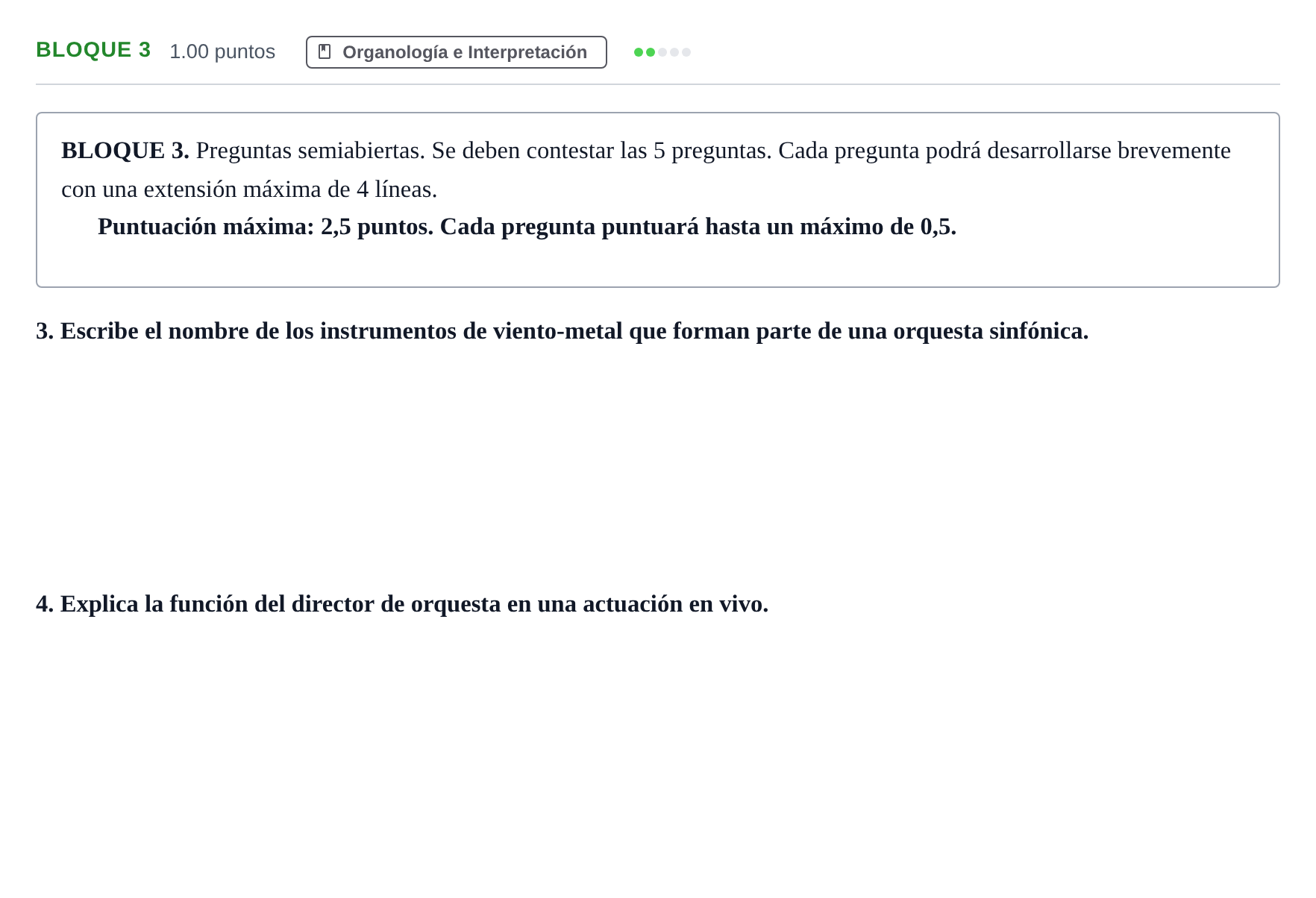 Enunciado: Bloque 3 - Organología e Interpretación · Análisis Musical II PAU Andalucía Extraordinaria Suplente 1 2025