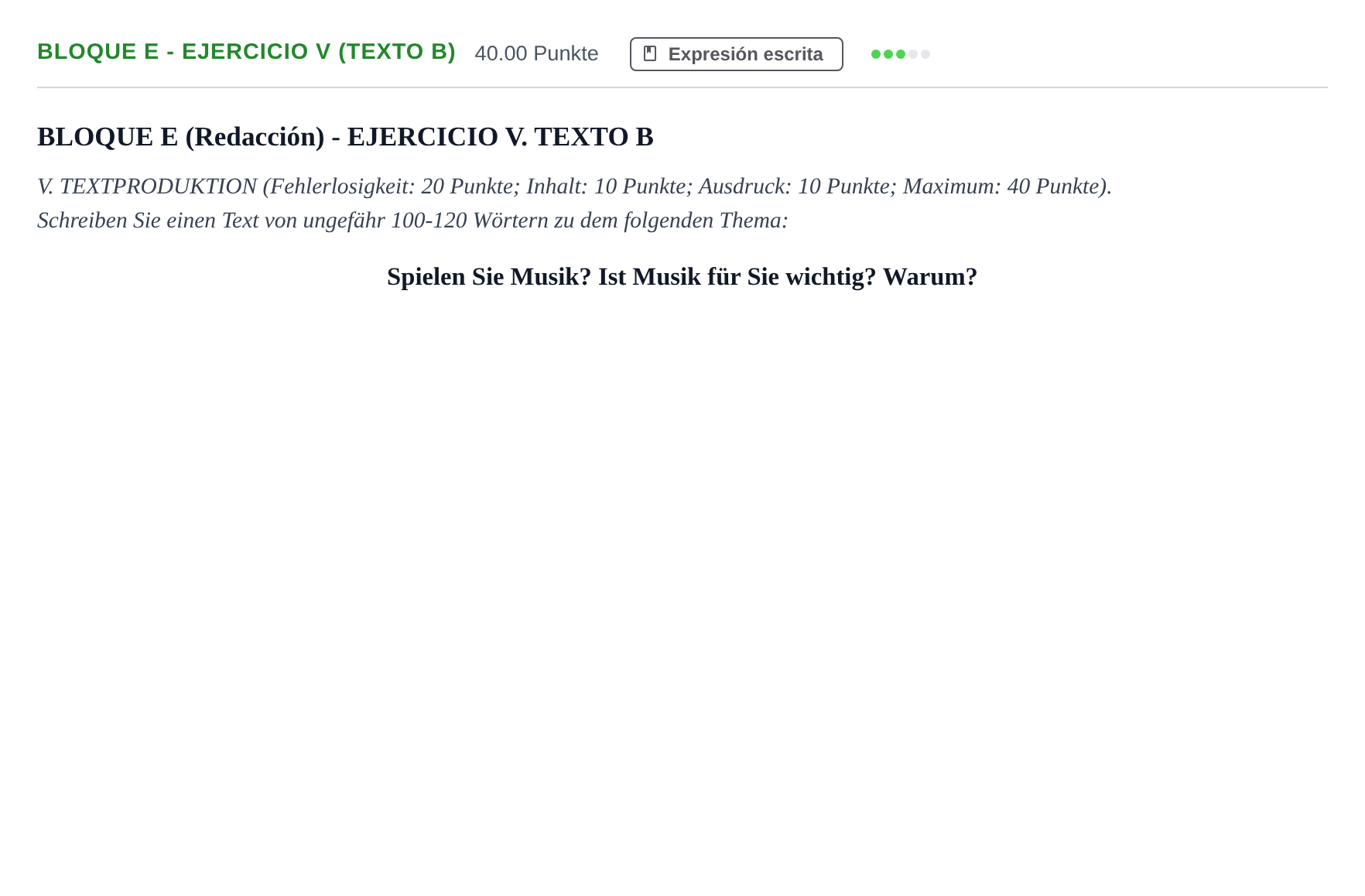 Enunciado: Bloque E - Ejercicio V (Texto B) · Alemán PAU Andalucía Extraordinaria Suplente 1 2025