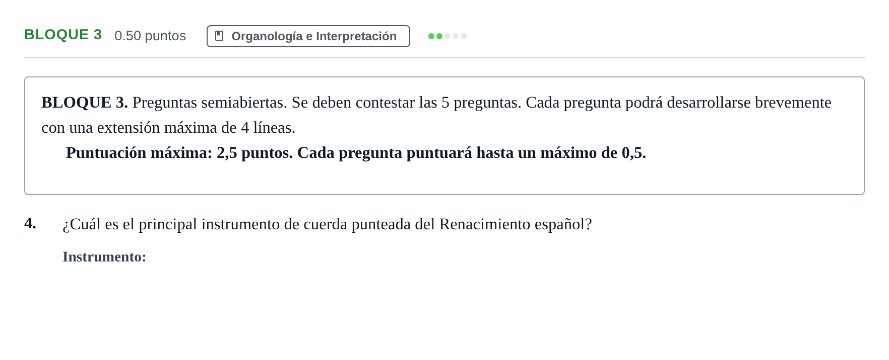 Enunciado: Bloque 3 - Organología e Interpretación · Análisis Musical II PAU Andalucía Extraordinaria Suplente 2 2025