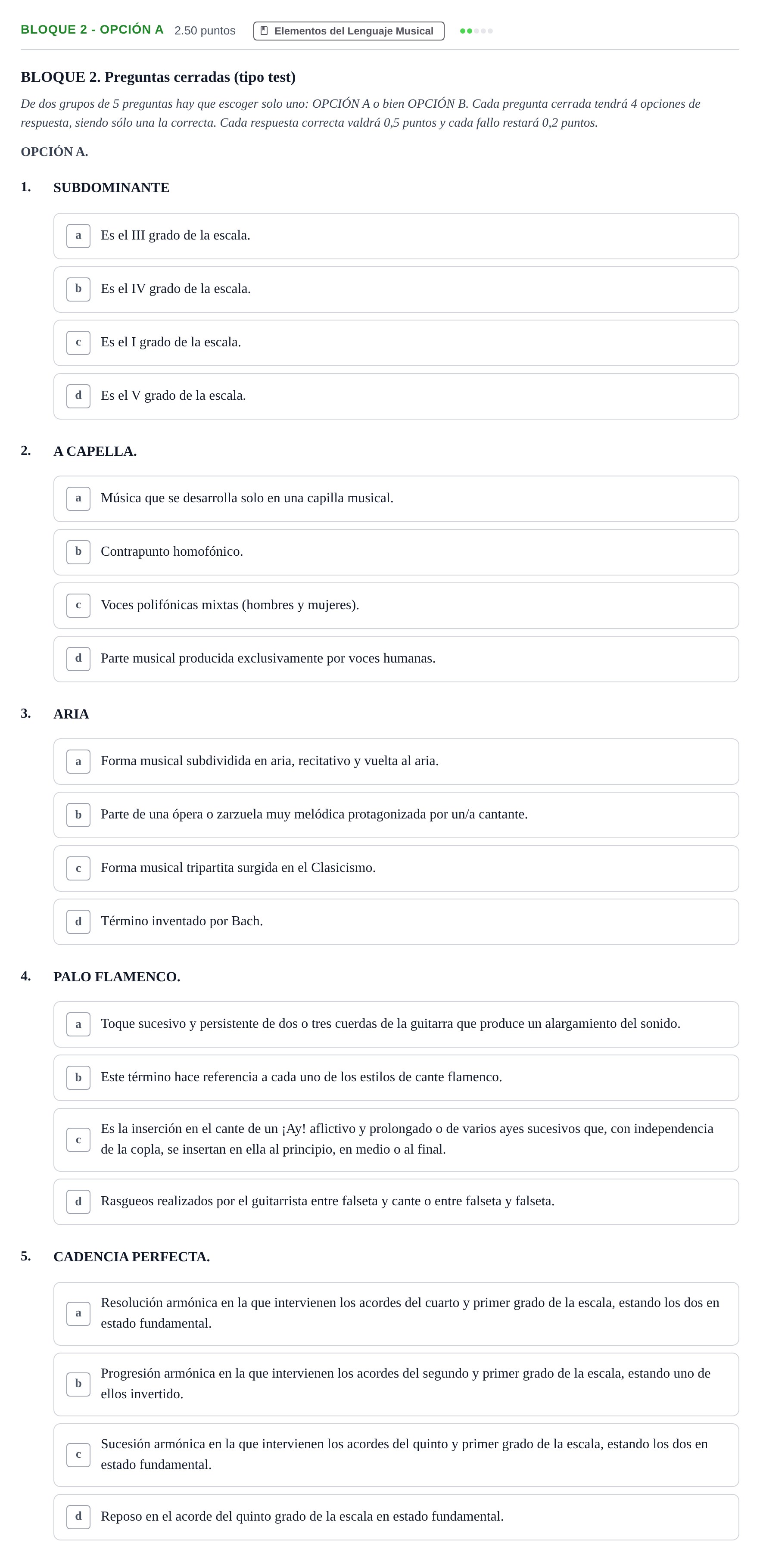 Enunciado: Bloque 2 - Opción A · Análisis Musical II PAU Andalucía Extraordinaria Suplente 1 2025