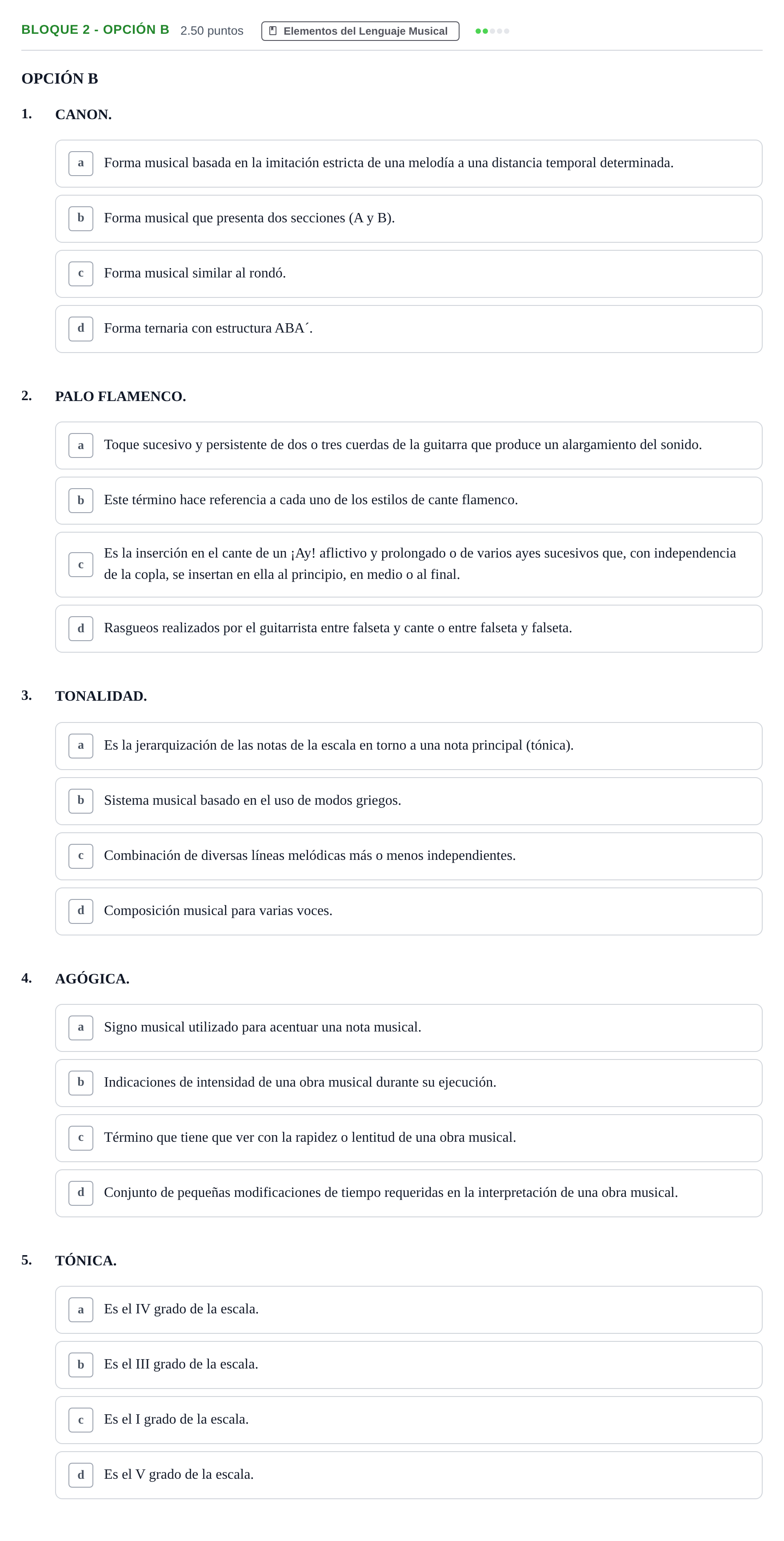 Enunciado: Bloque 2 - Opción B · Análisis Musical II PAU Andalucía Extraordinaria Suplente 1 2025