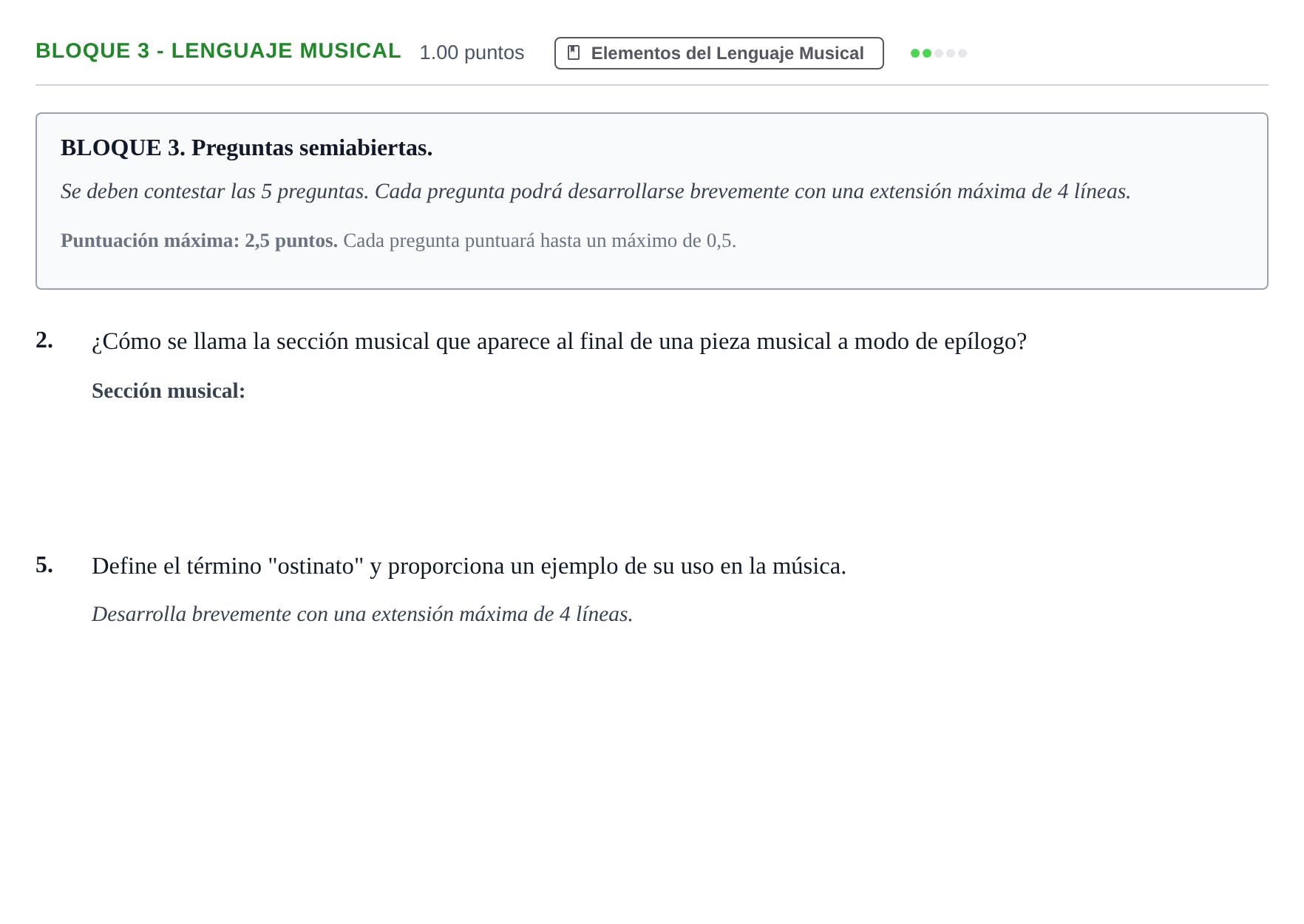 Enunciado: Bloque 3 - Lenguaje musical · Análisis Musical II PAU Andalucía Extraordinaria Suplente 1 2025