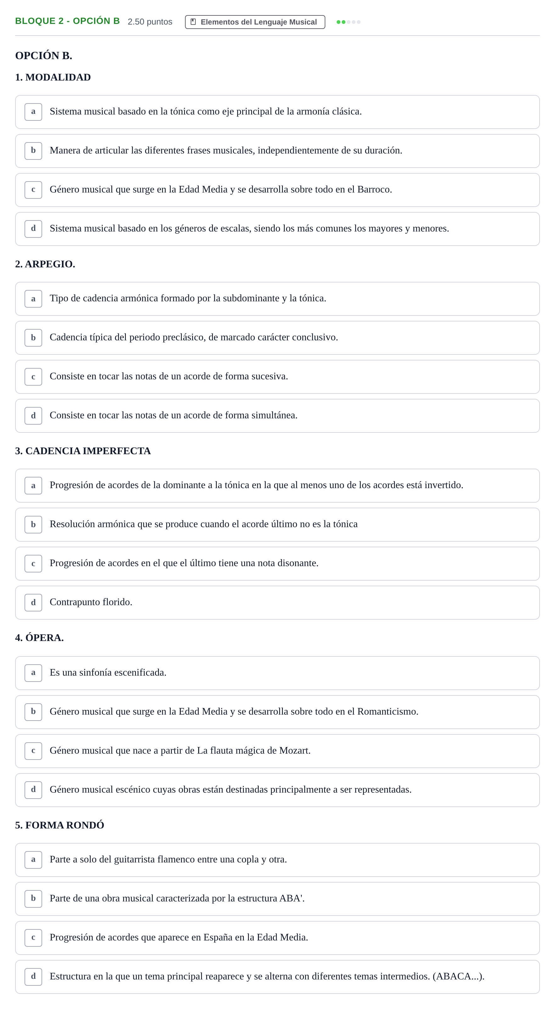 Enunciado: Bloque 2 - Opción B · Análisis Musical II PAU Andalucía Extraordinaria Suplente 2 2025