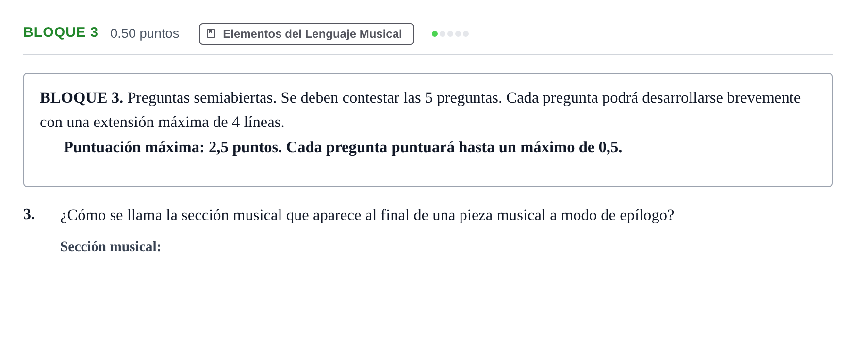Enunciado: Bloque 3 - Elementos del Lenguaje Musical · Análisis Musical II PAU Andalucía Extraordinaria Suplente 2 2025