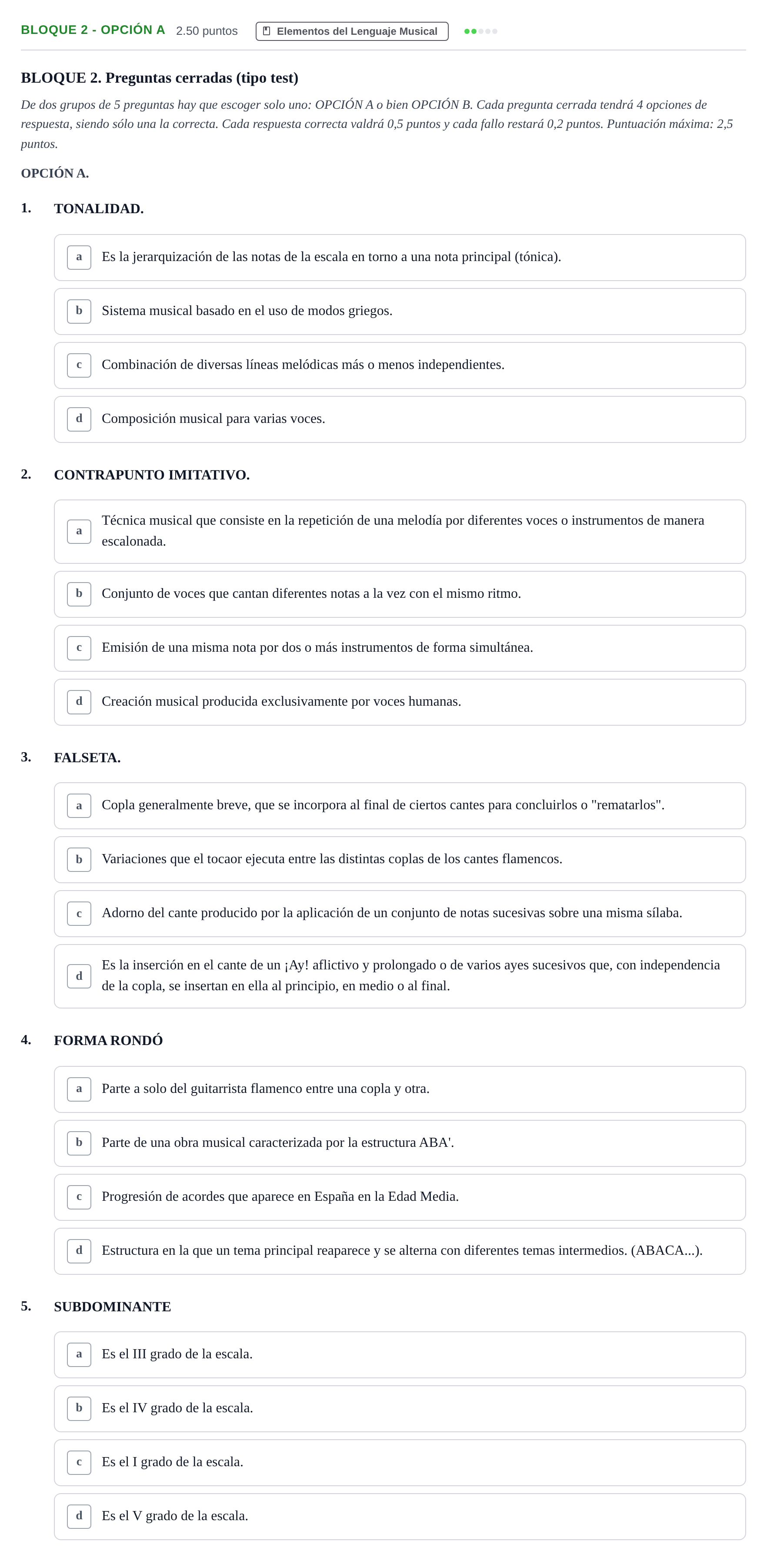 Enunciado: Bloque 2 - Opción A · Análisis Musical II PAU Andalucía Extraordinaria Titular 2025