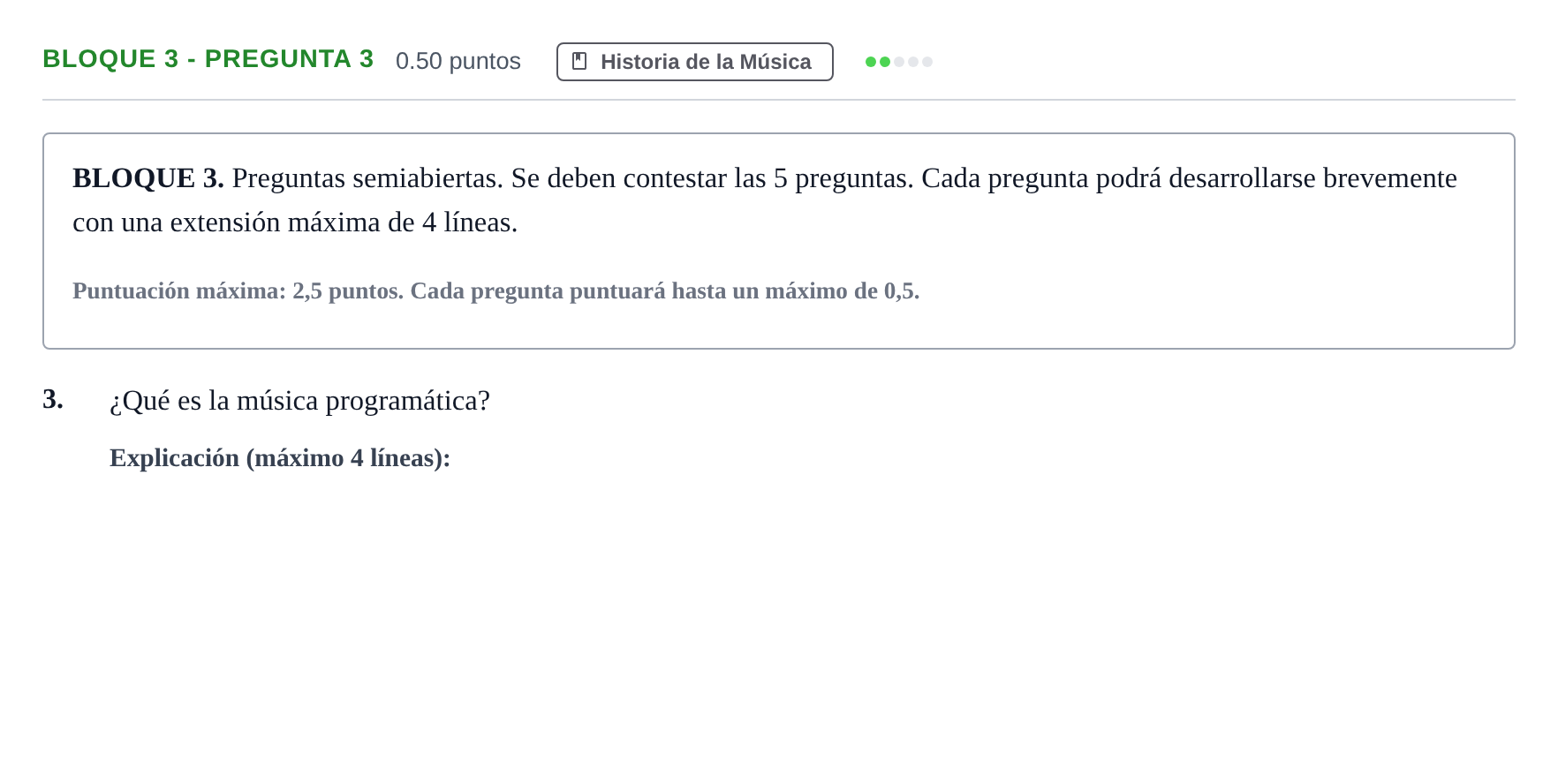 Enunciado: Bloque 3 - Pregunta 3 · Análisis Musical II PAU Andalucía Extraordinaria Titular 2025