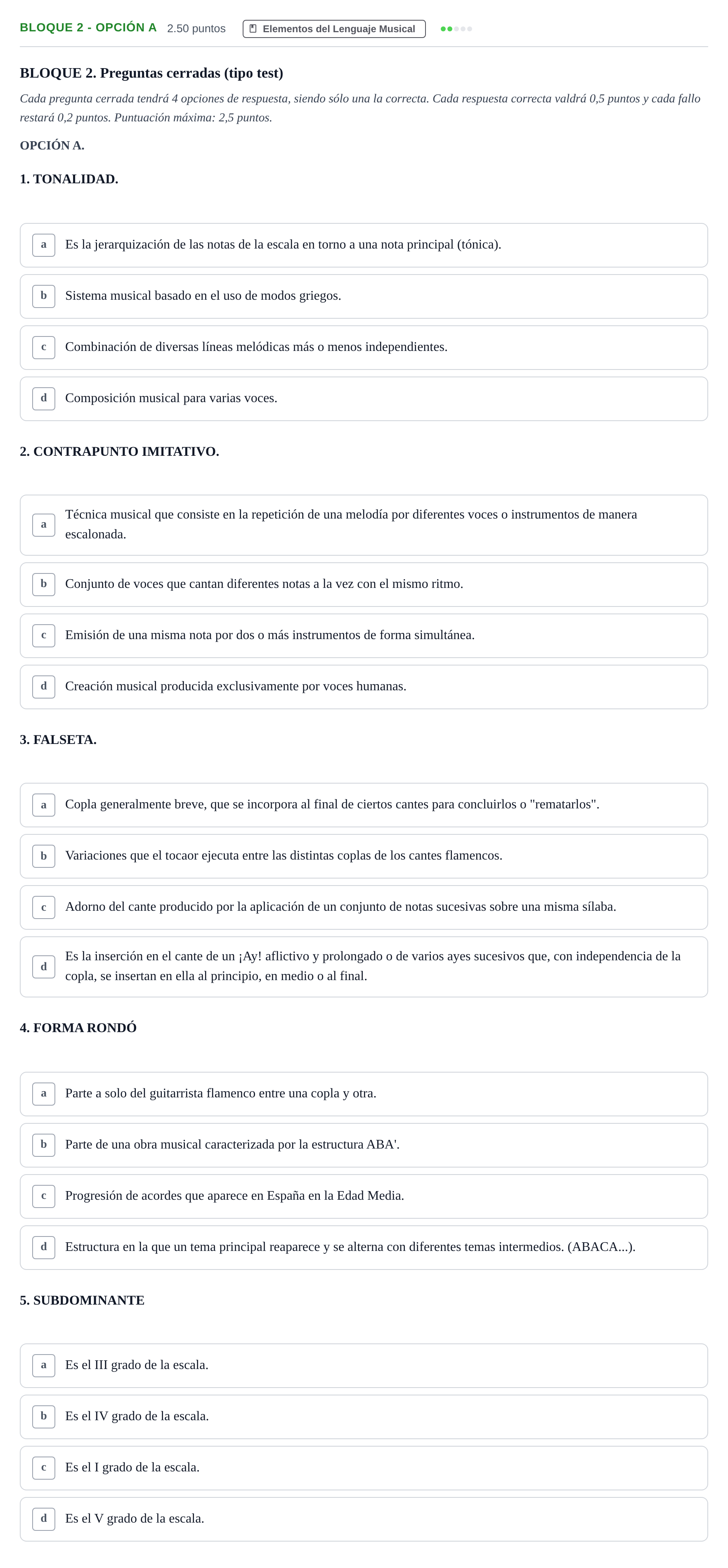 Enunciado: Bloque 2 - Opción A · Análisis Musical II PAU Andalucía Extraordinaria Titular 2025