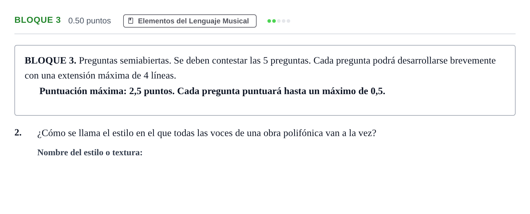 Enunciado: Bloque 3 - Elementos del Lenguaje Musical · Análisis Musical II PAU Andalucía Extraordinaria Titular 2025