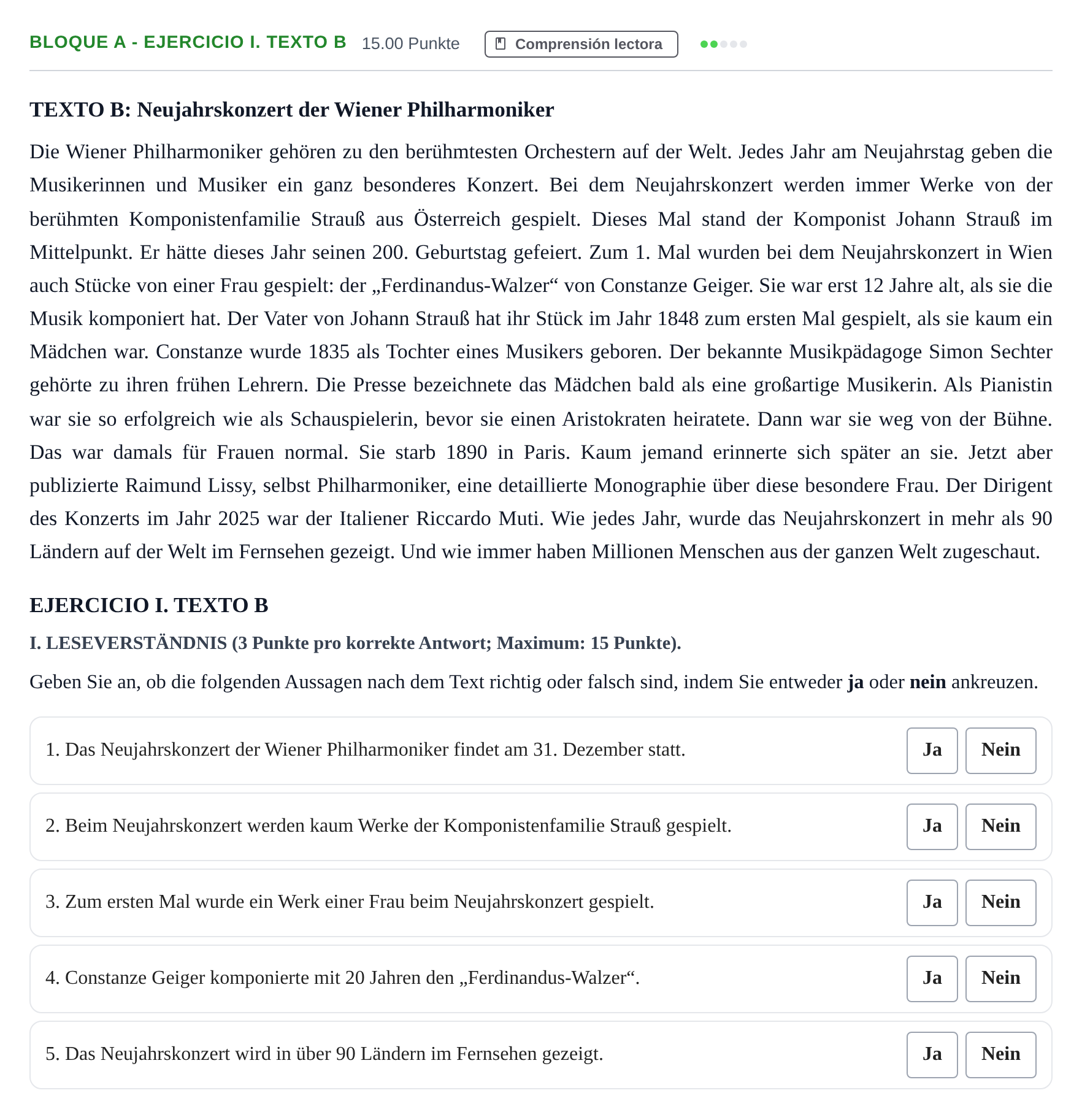 Enunciado: Bloque A - Ejercicio I. Texto B · Alemán PAU Andalucía Extraordinaria Suplente 1 2025