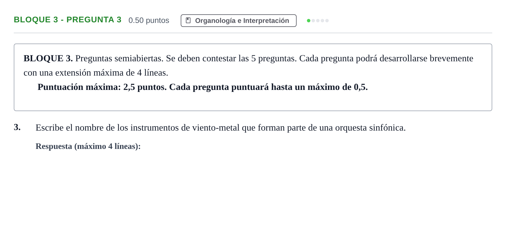 Enunciado: Bloque 3 - Pregunta 3 · Análisis Musical II PAU Andalucía Ordinaria Suplente 1 2025