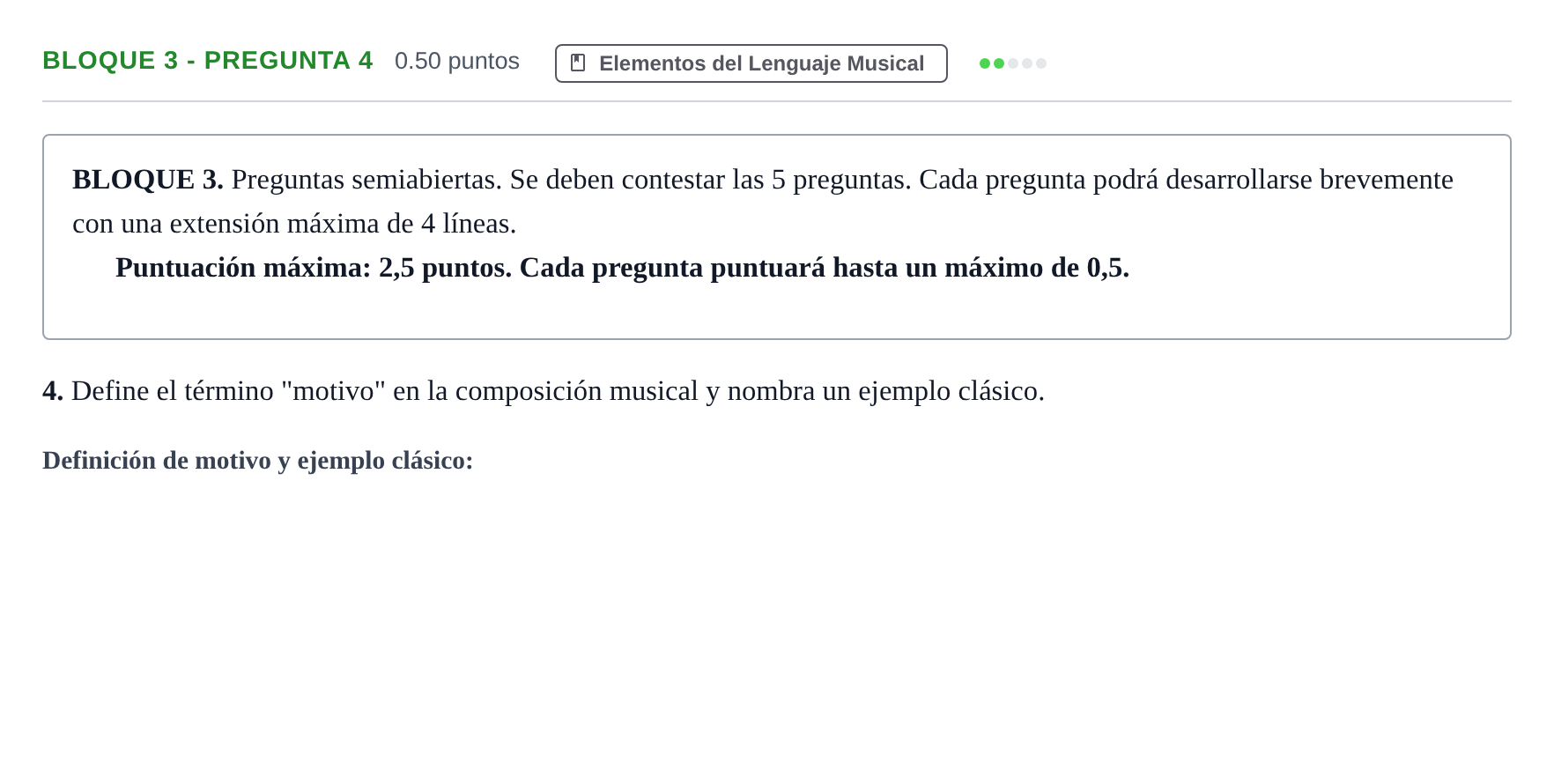 Enunciado: Bloque 3 - Pregunta 4 · Análisis Musical II PAU Andalucía Ordinaria Suplente 1 2025