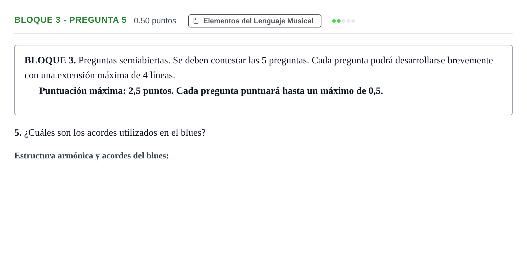 Enunciado: Bloque 3 - Pregunta 5 · Análisis Musical II PAU Andalucía Ordinaria Suplente 1 2025