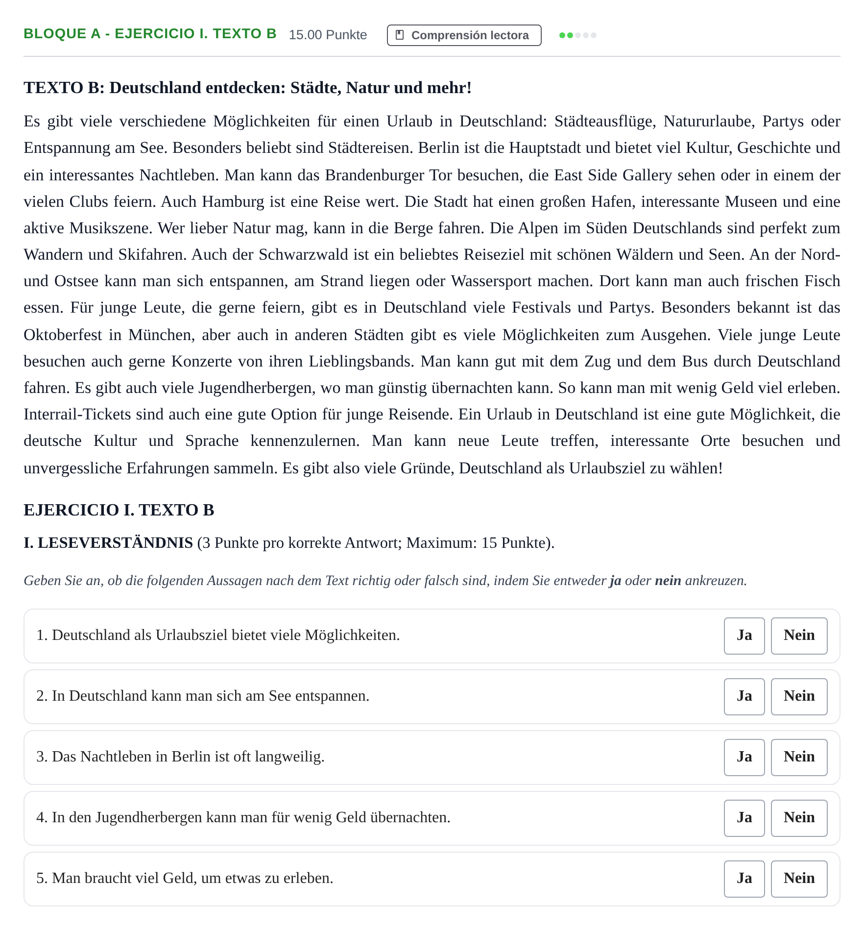 Enunciado: Bloque A - Ejercicio I. Texto B · Alemán PAU Andalucía Extraordinaria Titular (Acceso) 2025
