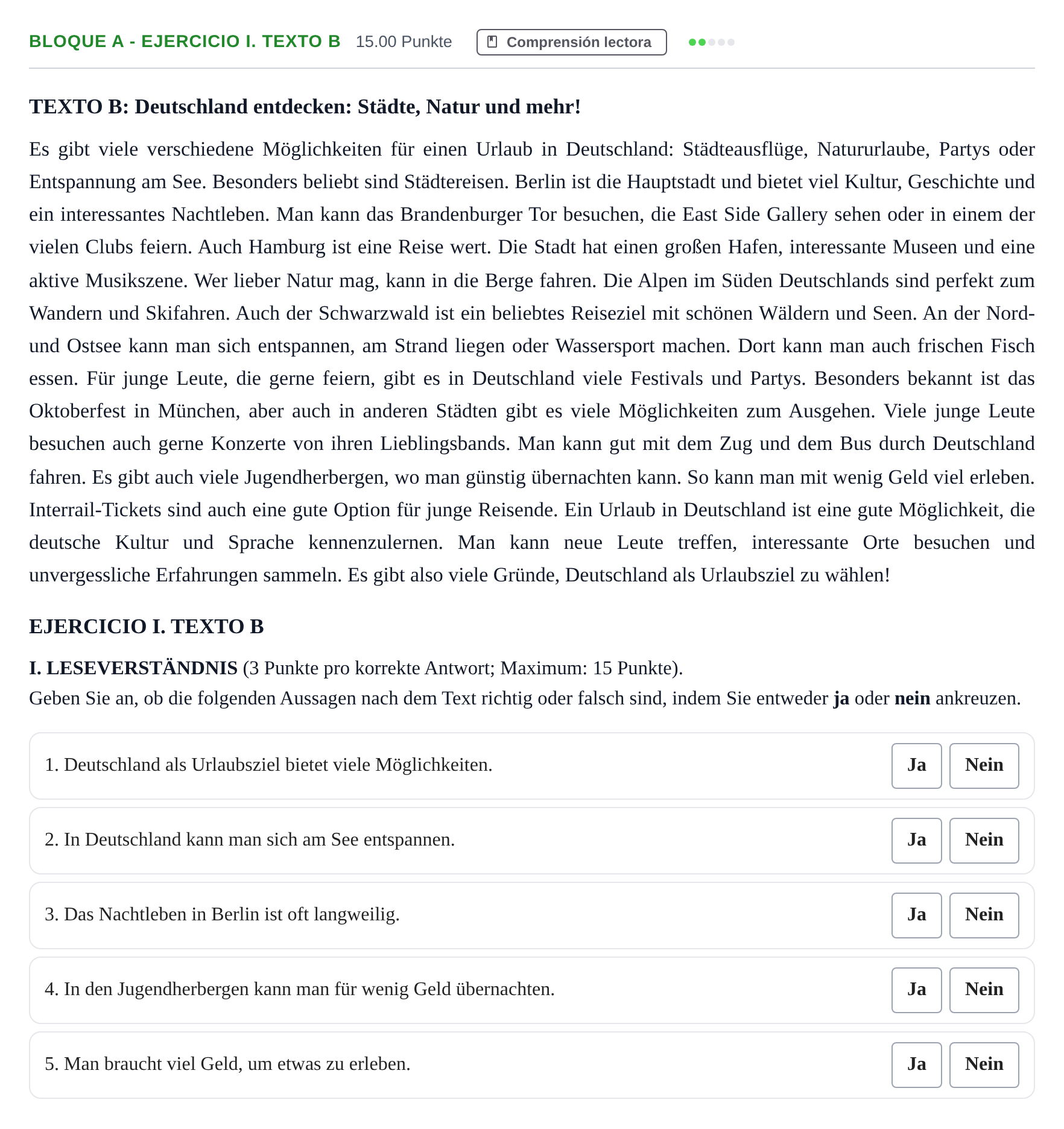 Enunciado: Bloque A - Ejercicio I. Texto B · Alemán PAU Andalucía Extraordinaria Titular (Acceso) 2025