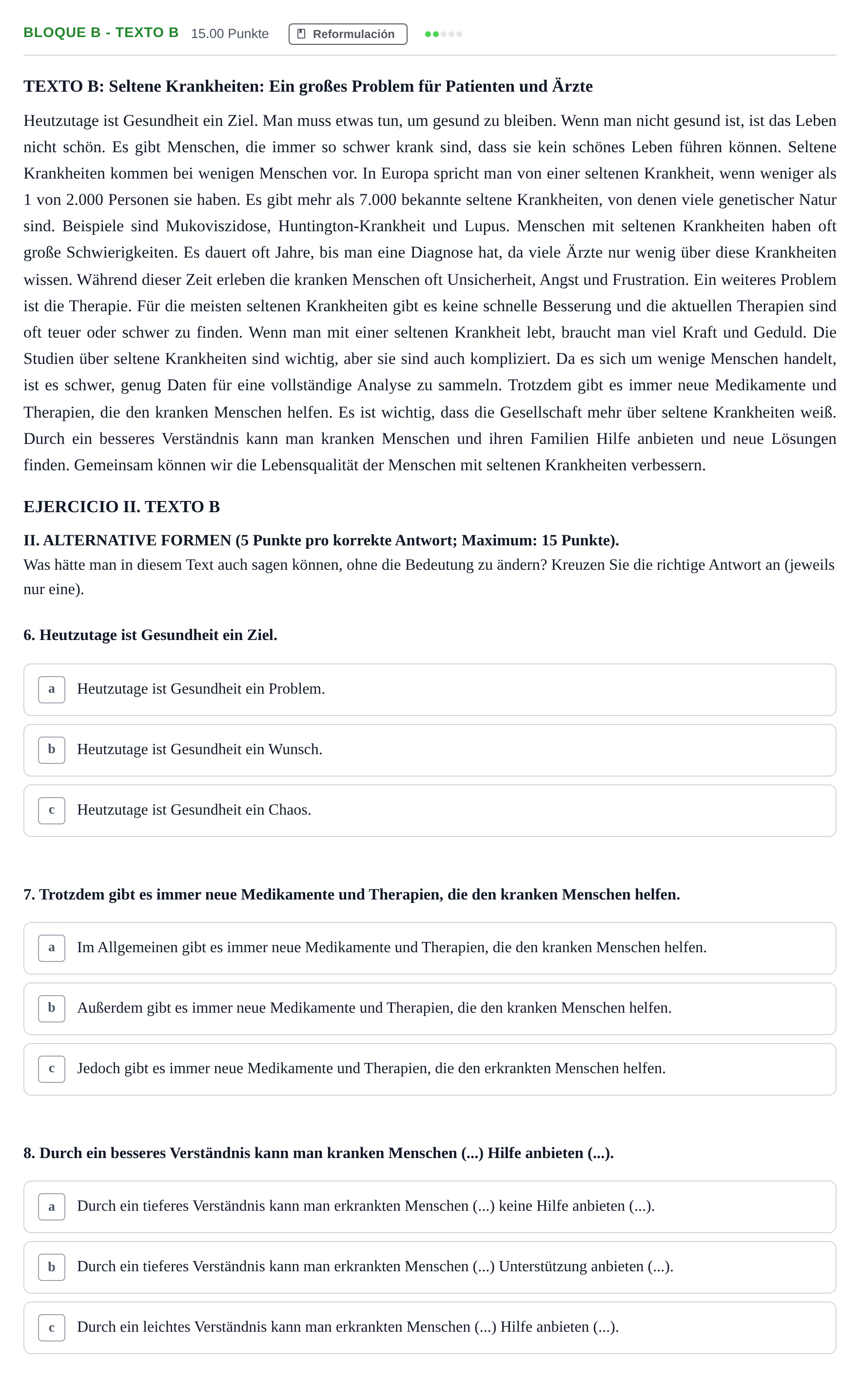 Enunciado: Bloque B - Texto B · Alemán PAU Andalucía Extraordinaria Titular (Admisión) 2025