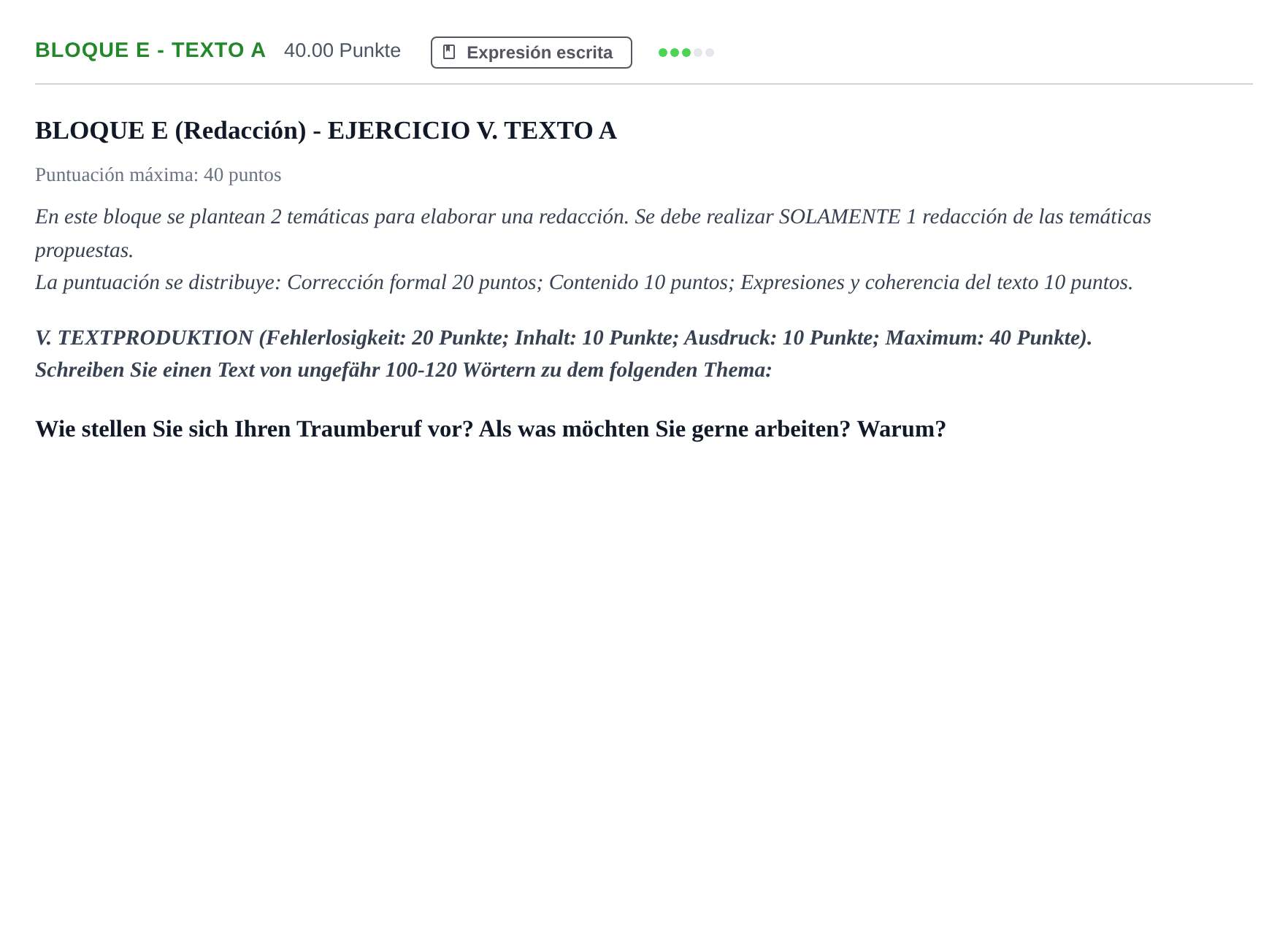 Enunciado: Bloque E - Texto A · Alemán PAU Andalucía Extraordinaria Titular (Admisión) 2025