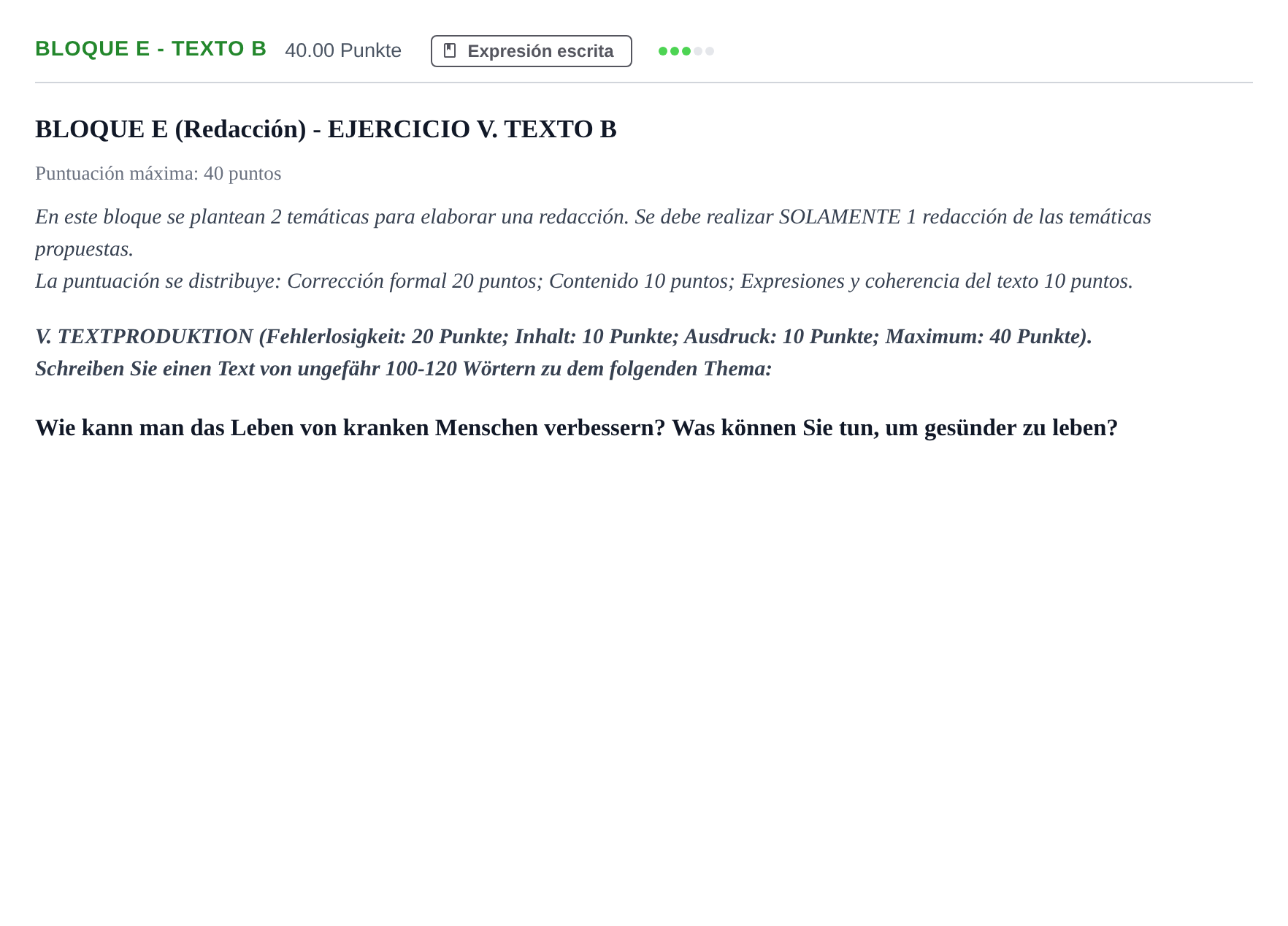 Enunciado: Bloque E - Texto B · Alemán PAU Andalucía Extraordinaria Titular (Admisión) 2025