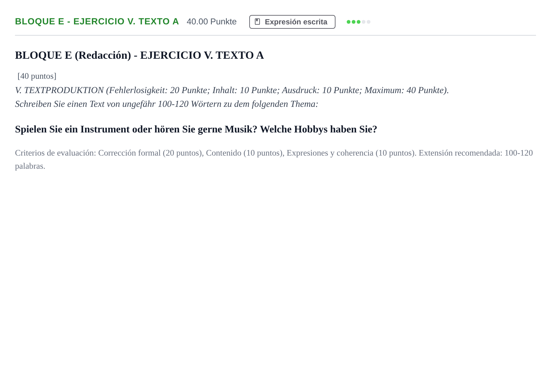 Enunciado: Bloque E - Ejercicio V. Texto A · Alemán PAU Andalucía Ordinaria Suplente 1 2025