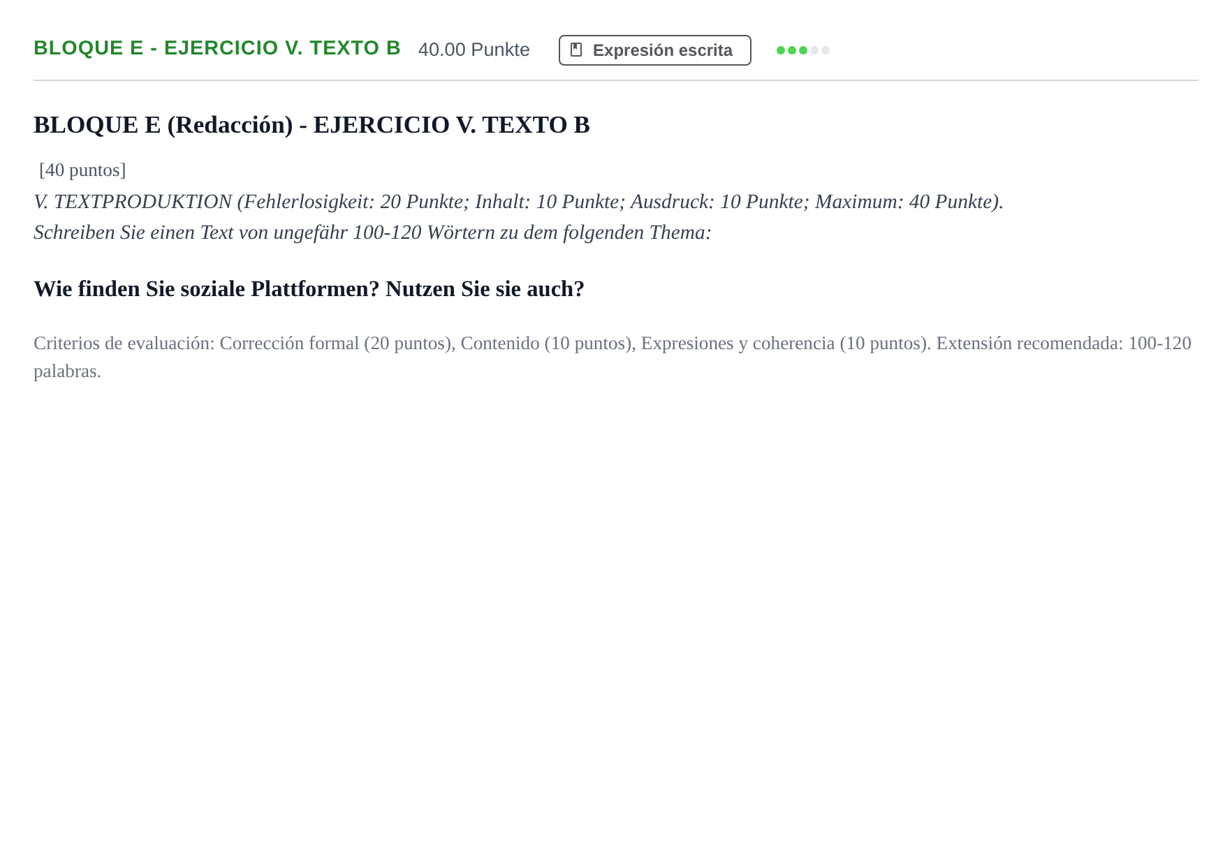 Enunciado: Bloque E - Ejercicio V. Texto B · Alemán PAU Andalucía Ordinaria Suplente 1 2025