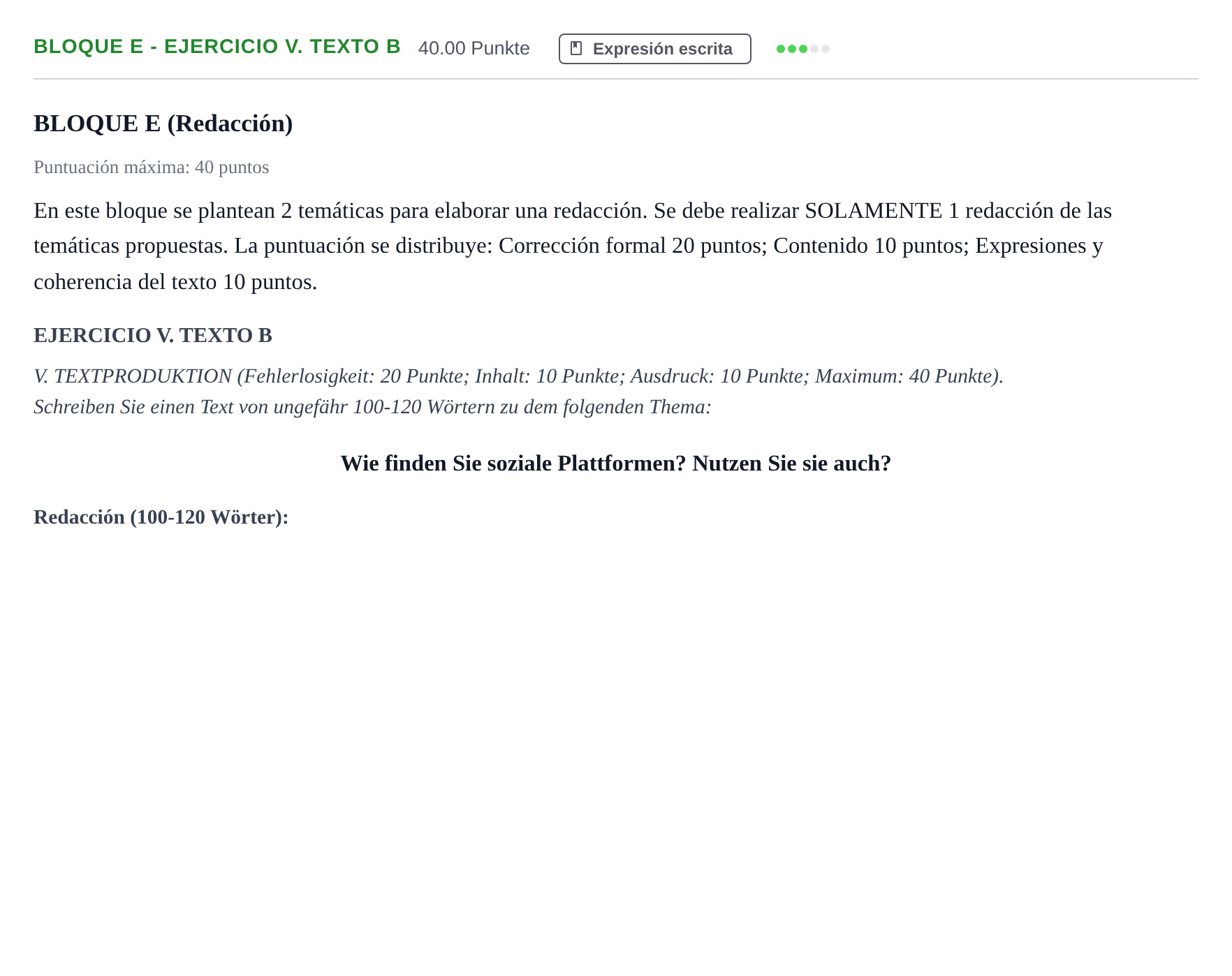 Enunciado: Bloque E - Ejercicio V. Texto B · Alemán PAU Andalucía Ordinaria Suplente 1 2025