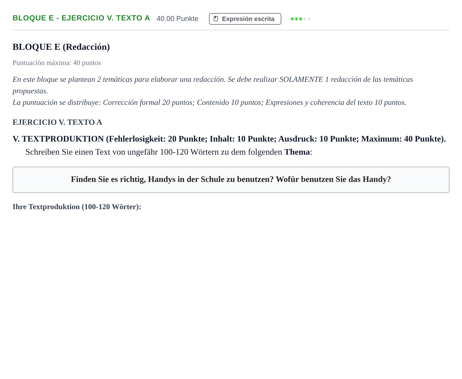 Enunciado: Bloque E - Ejercicio V. Texto A · Alemán PAU Andalucía Ordinaria Suplente 2 2025