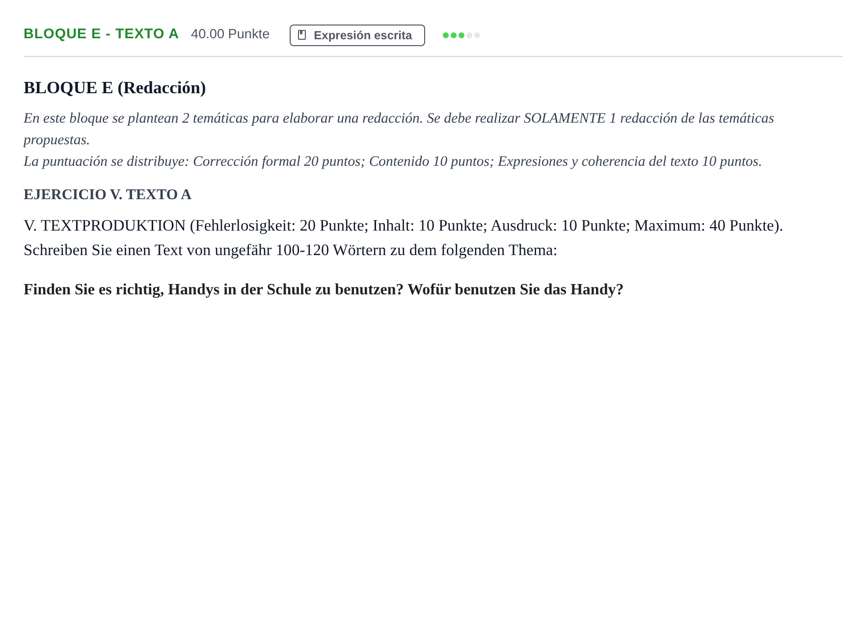 Enunciado: Bloque E - Texto A · Alemán PAU Andalucía Ordinaria Suplente 2 2025