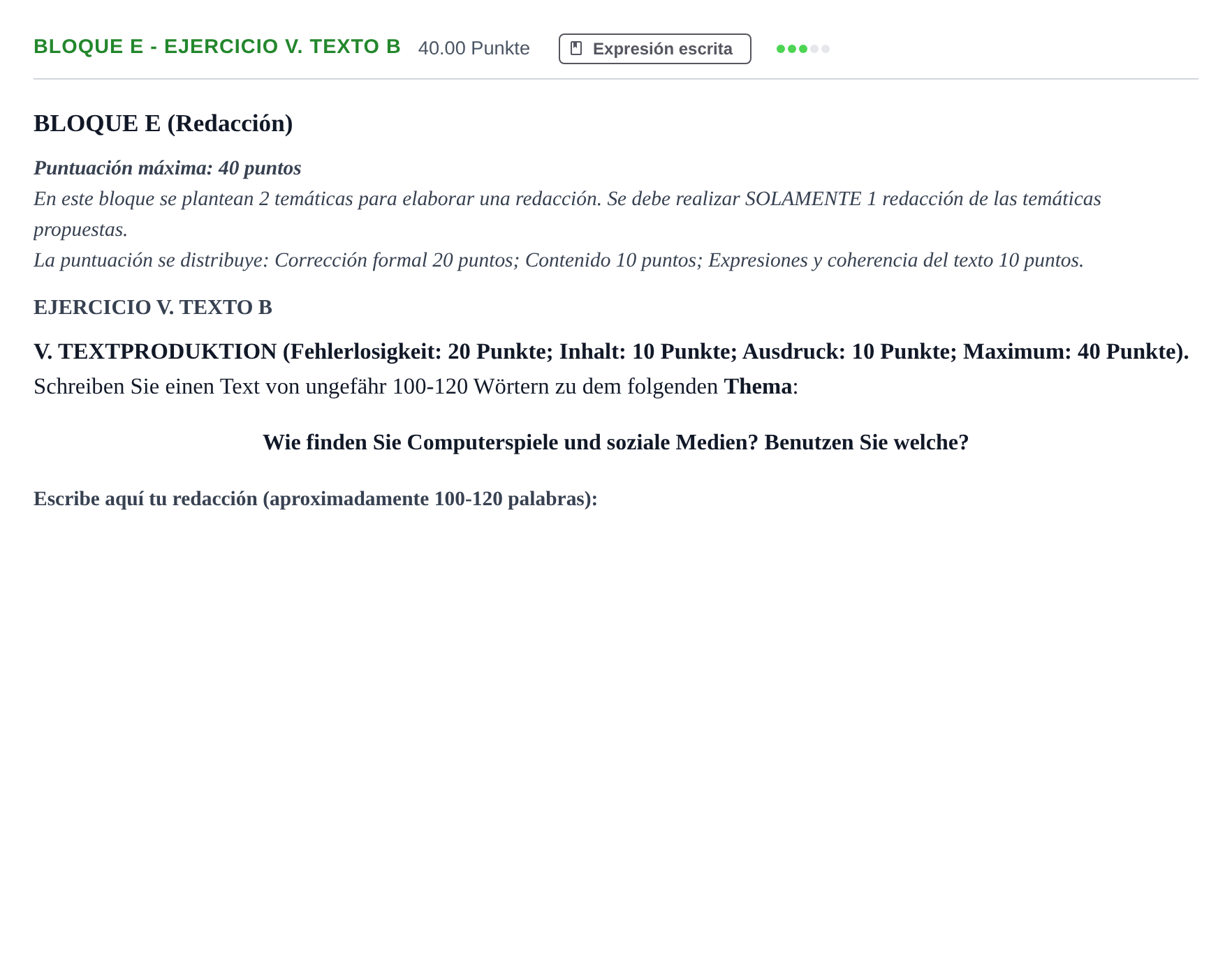 Enunciado: Bloque E - Ejercicio V. Texto B · Alemán PAU Andalucía Ordinaria Titular (Acceso) 2025