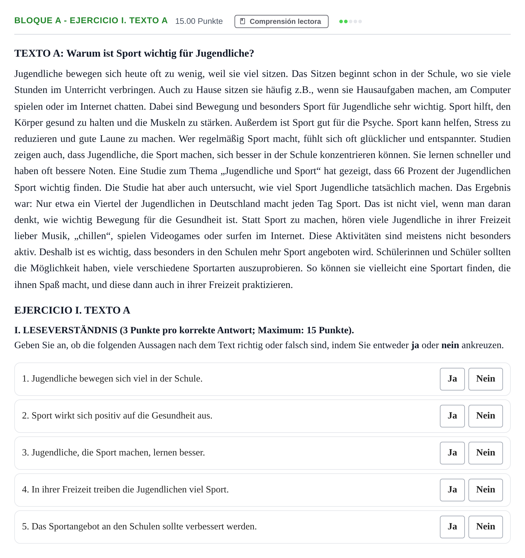 Enunciado: Bloque A - Ejercicio I. Texto A · Alemán PAU Andalucía Ordinaria Titular (Acceso) 2025