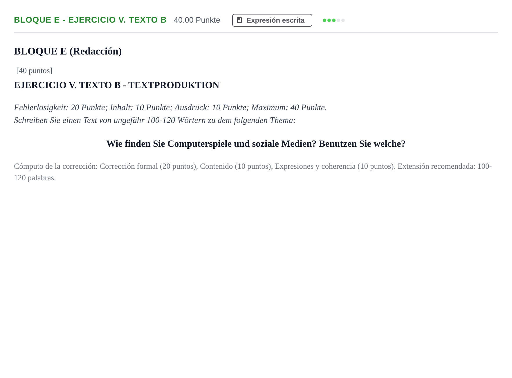 Enunciado: Bloque E - Ejercicio V. Texto B · Alemán PAU Andalucía Ordinaria Titular (Acceso) 2025